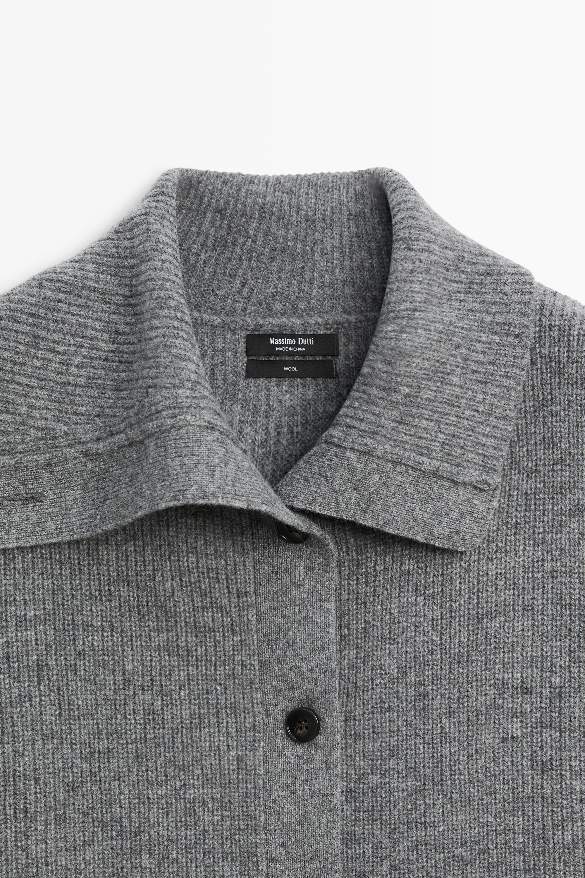 100% wool funnel neck knit vest - DARK GREY