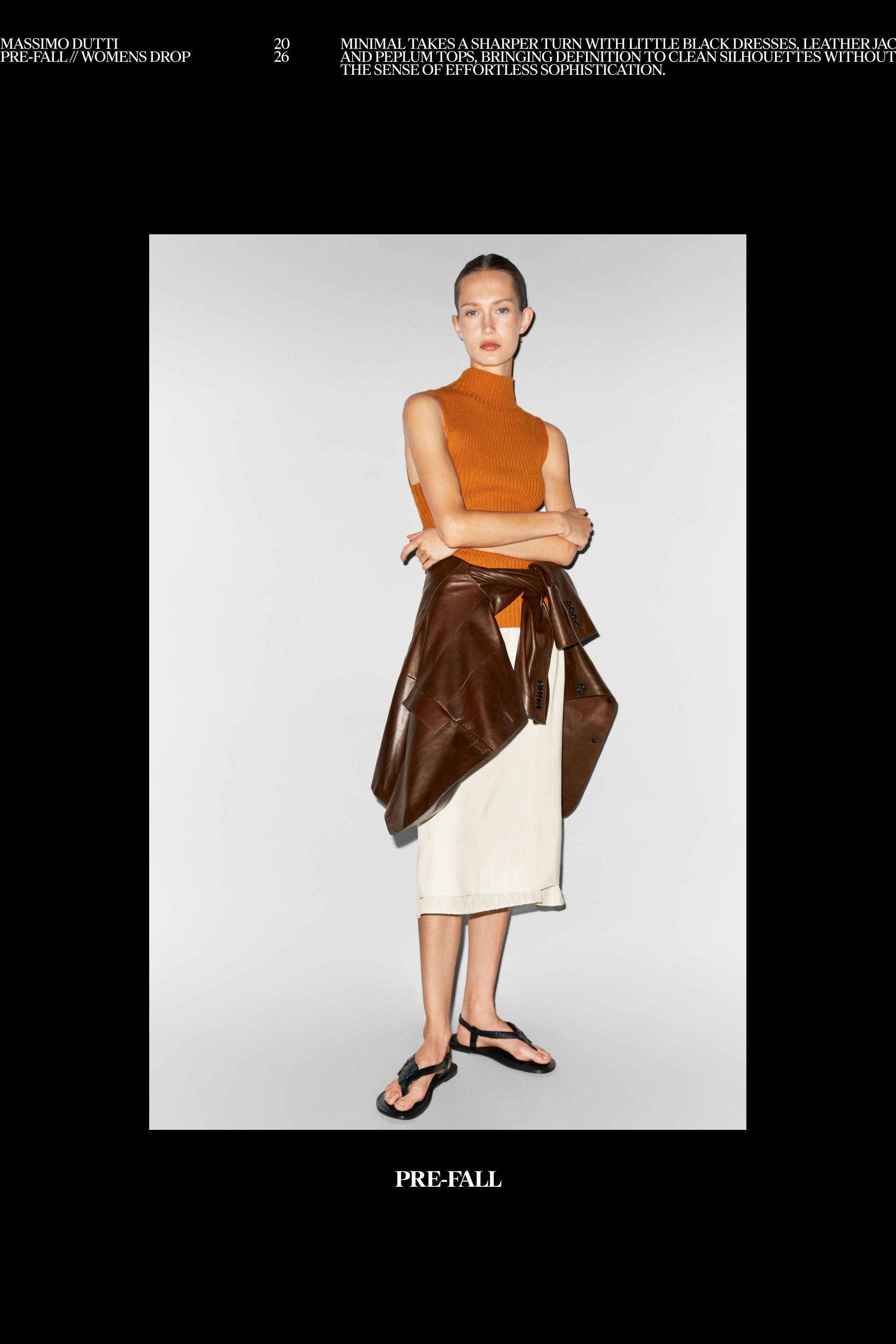 Ribbed turtleneck knit top - BURNT ORANGE