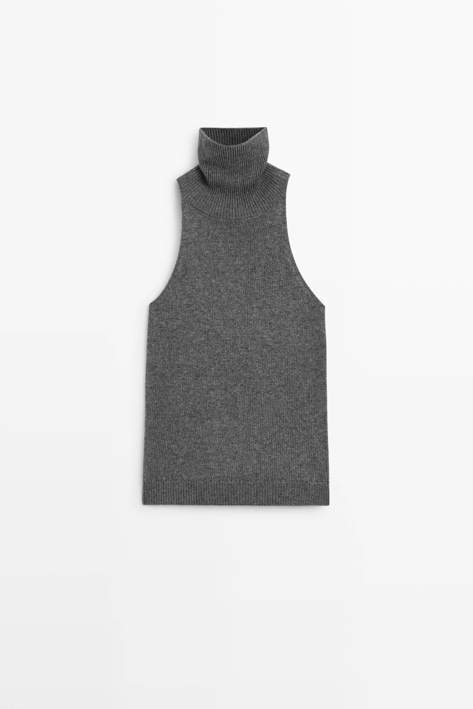 Halter neck knit top - GREY