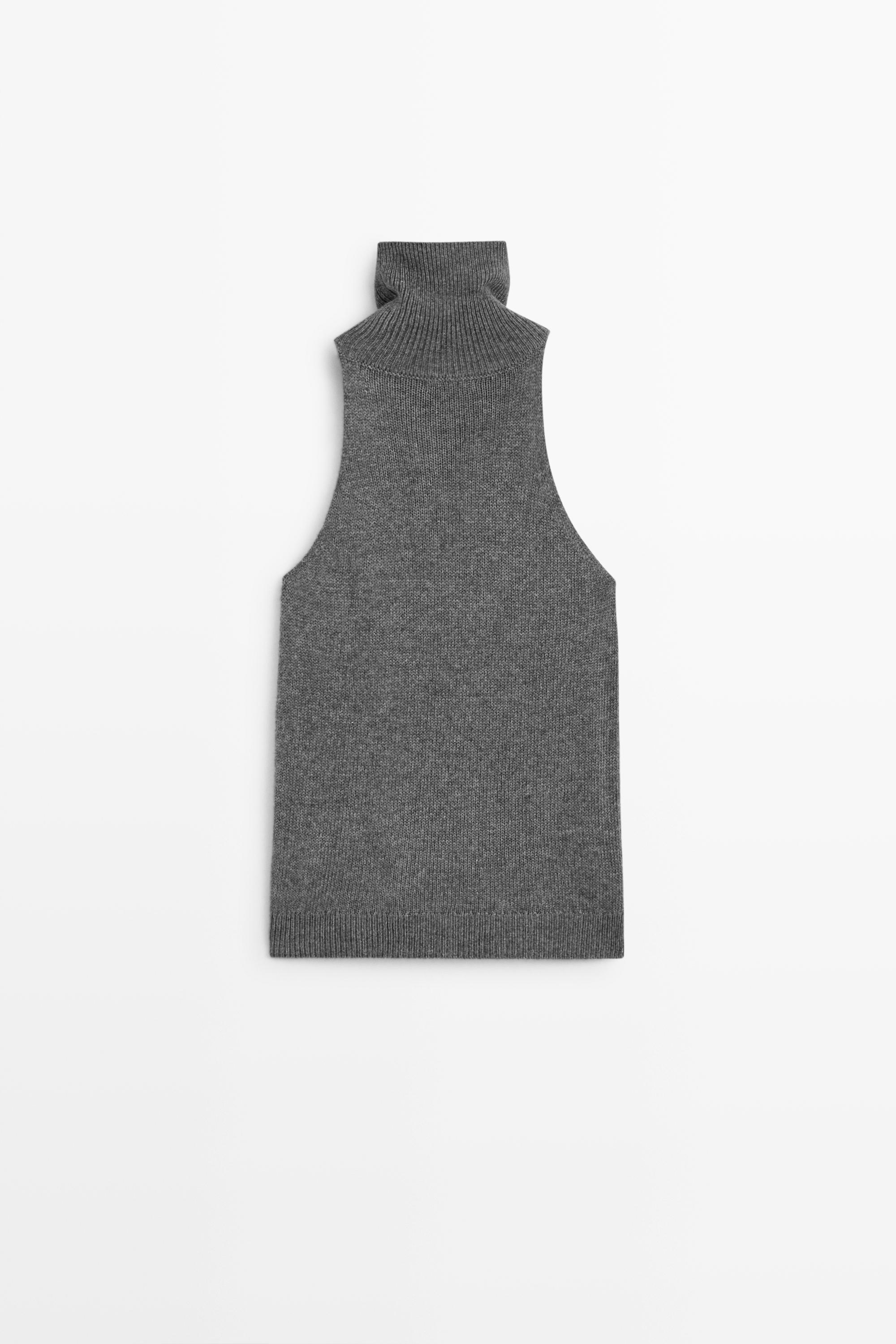 Halter neck knit top - GREY