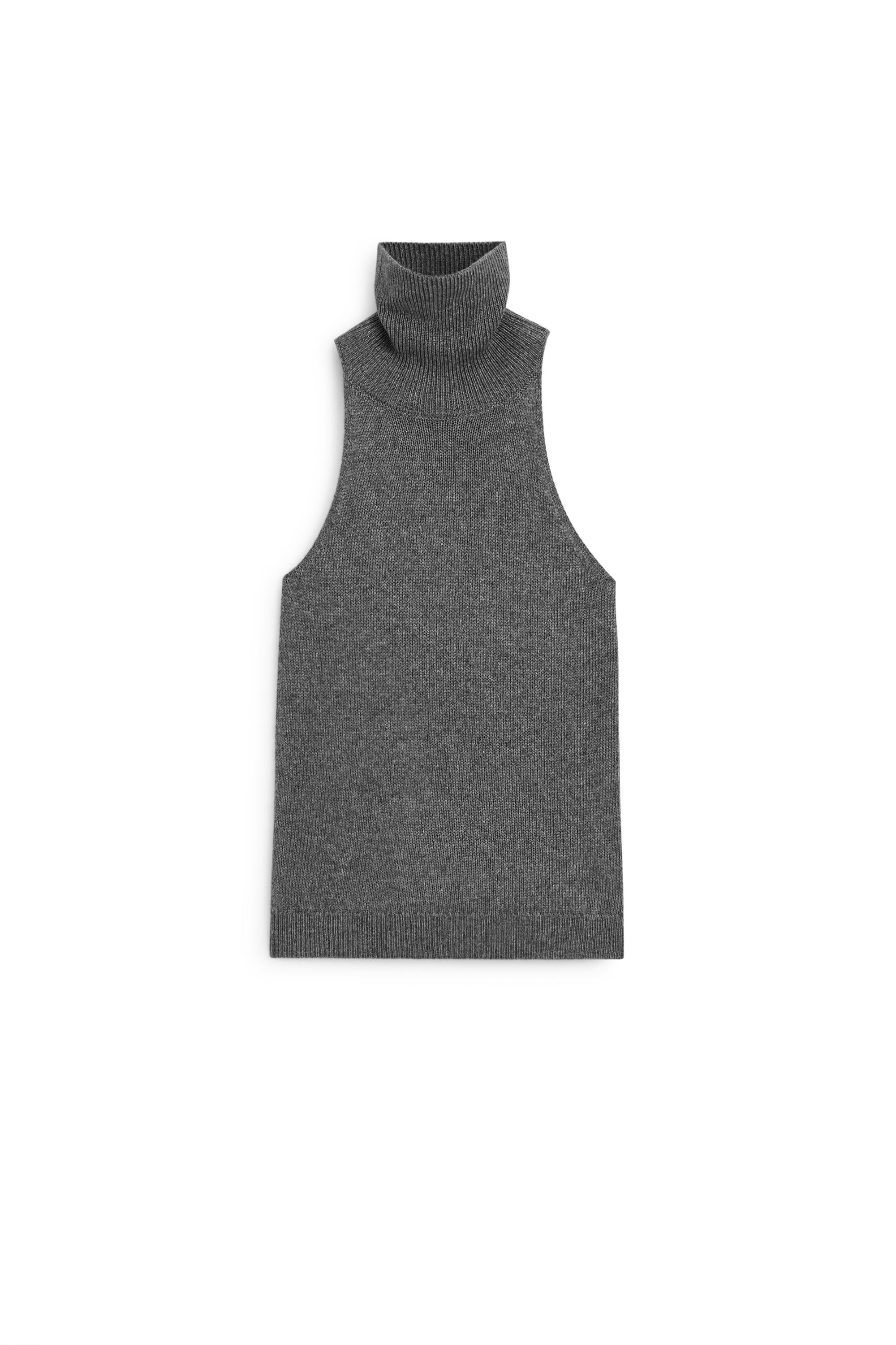 Halter neck knit top - GREY