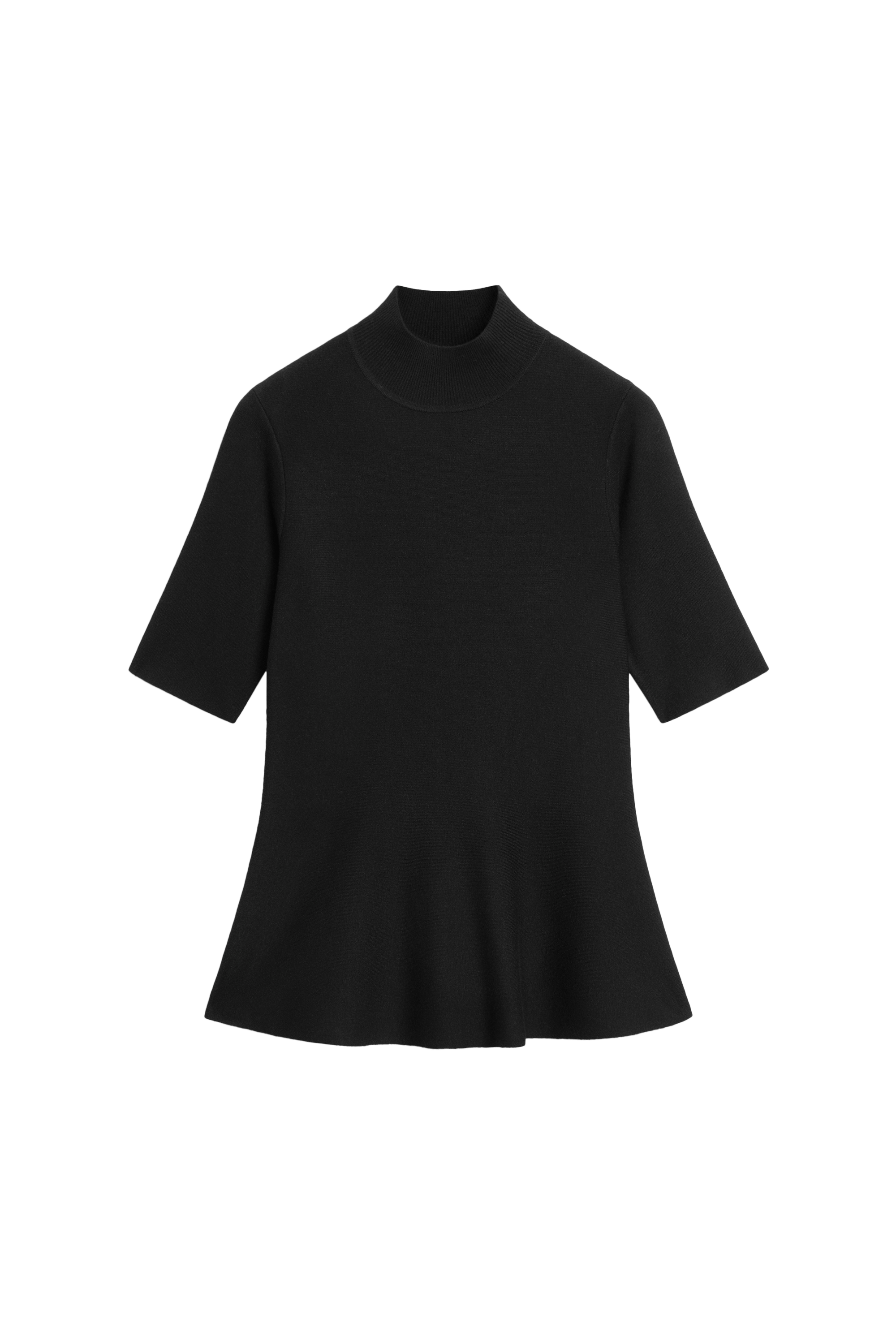 Peplum detail knit top - BLACK