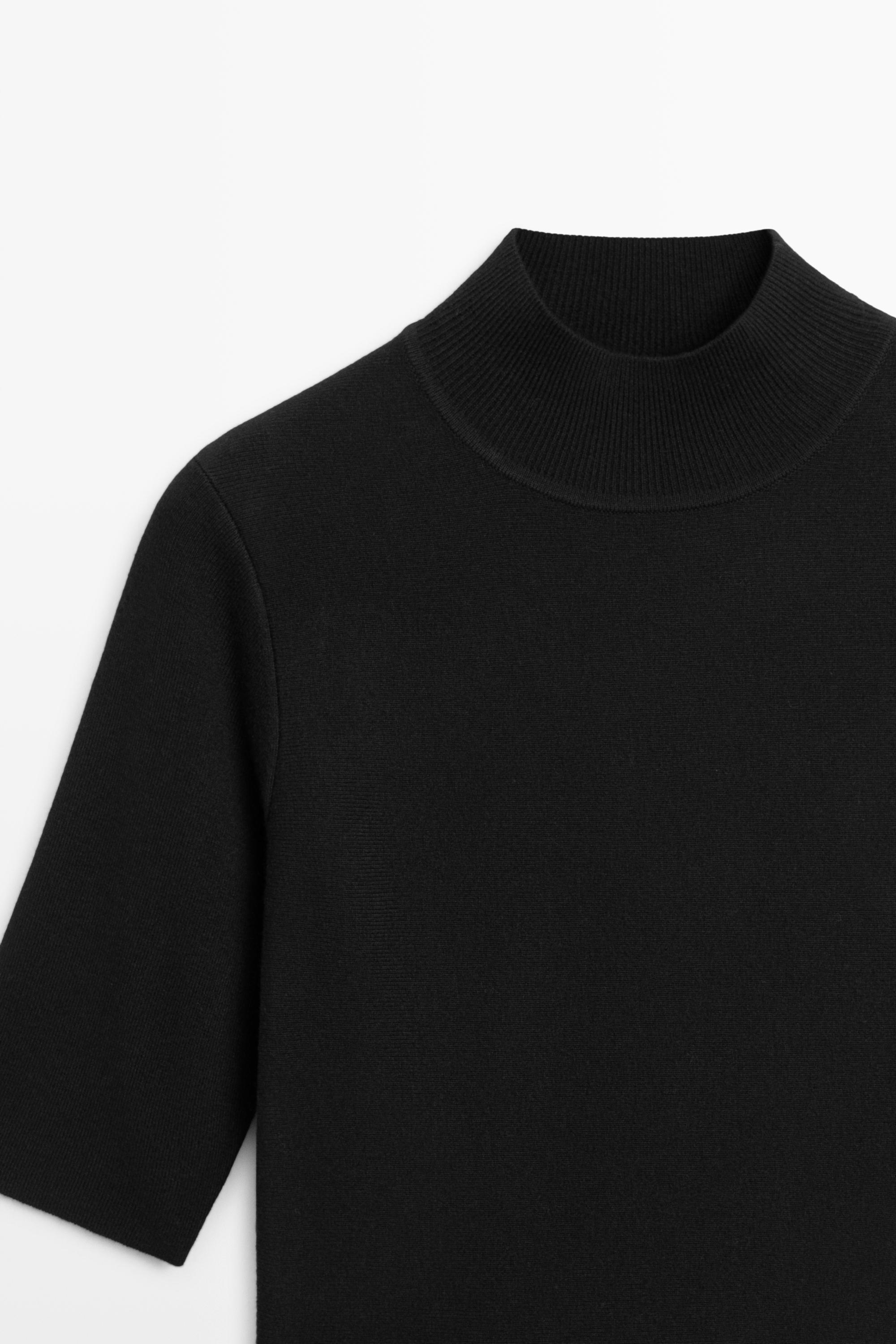 Peplum detail knit top - BLACK