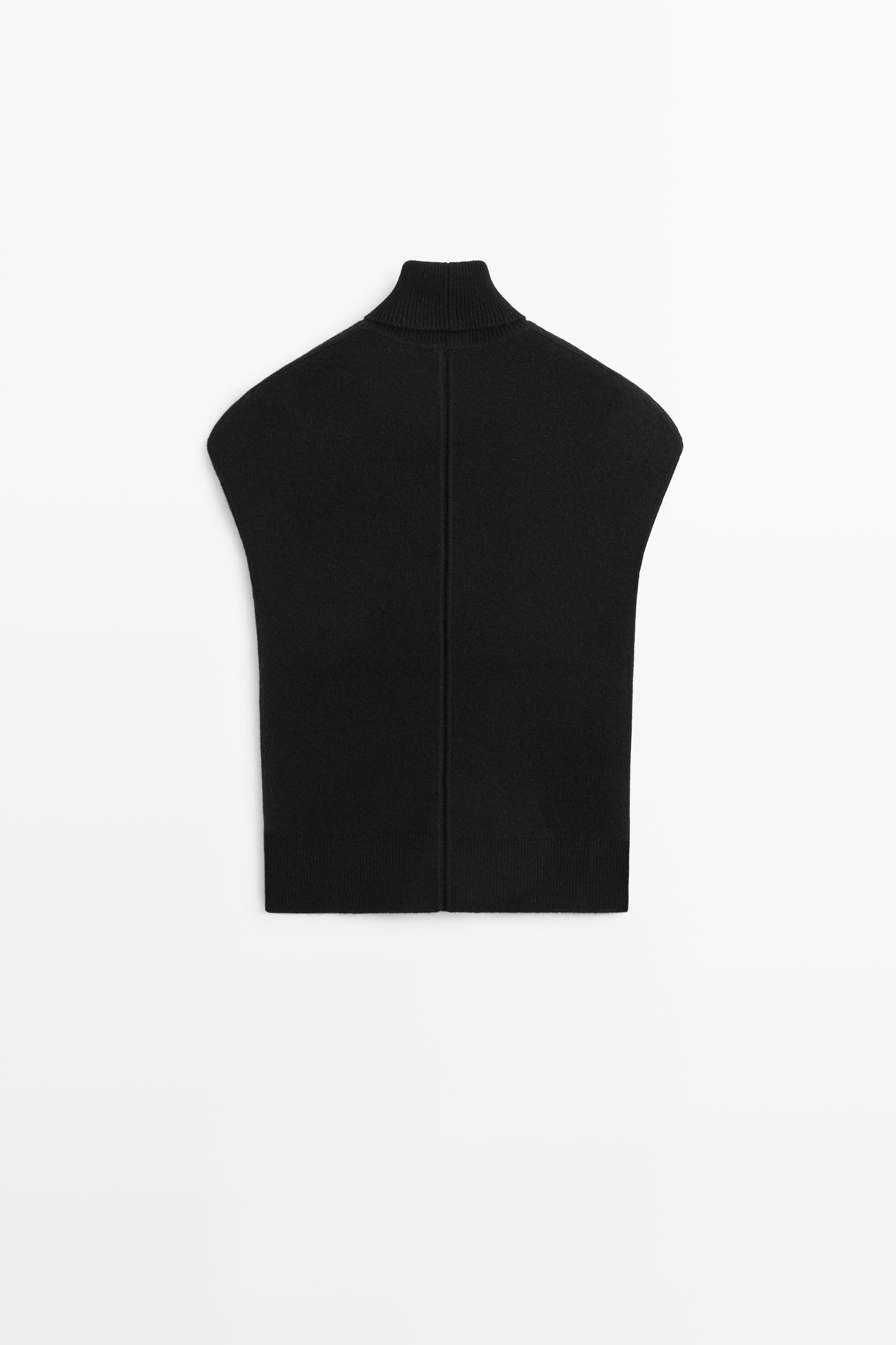 Knit sweater with side vents - BLACK