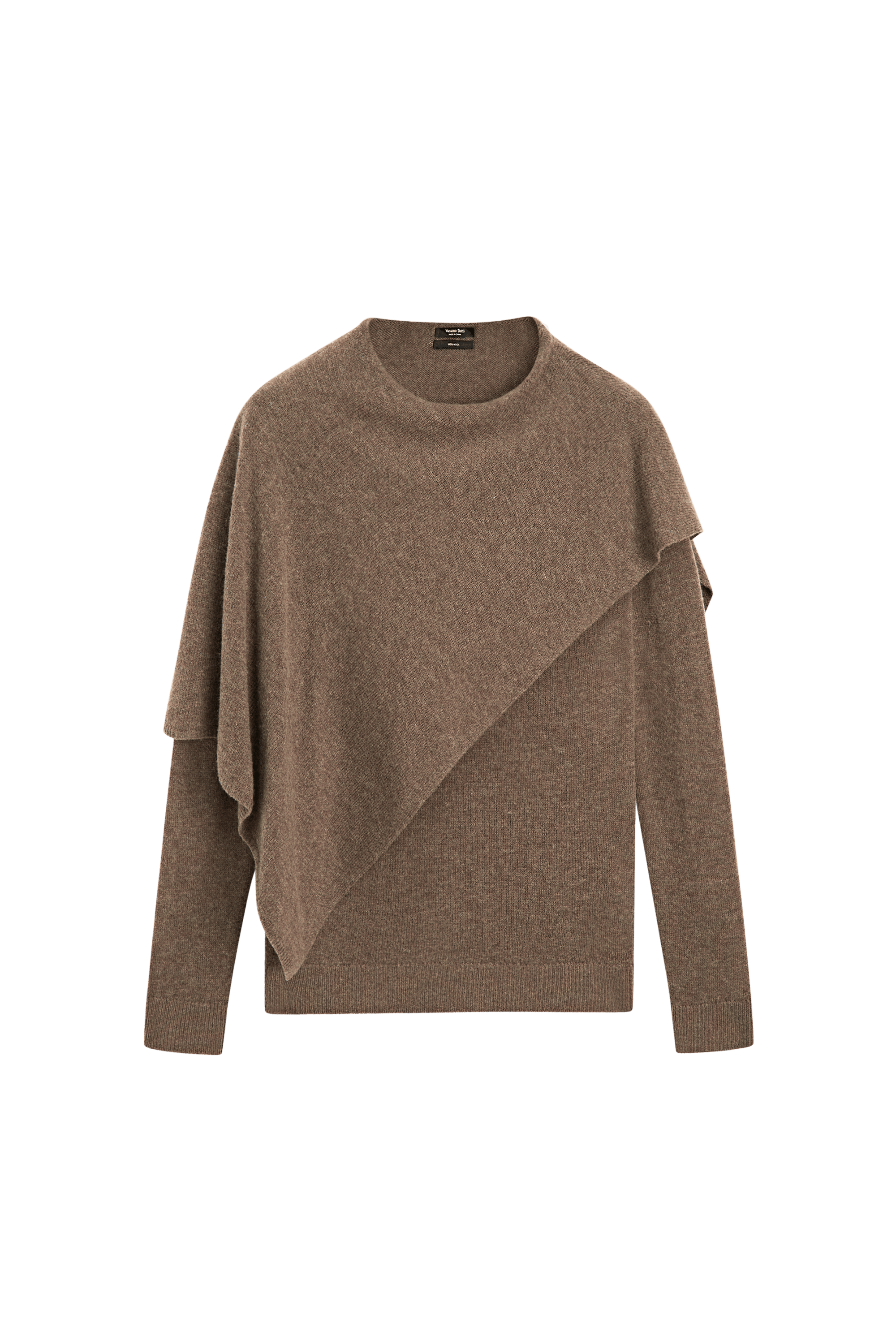 100% wool cape-style knit sweater - BROWN