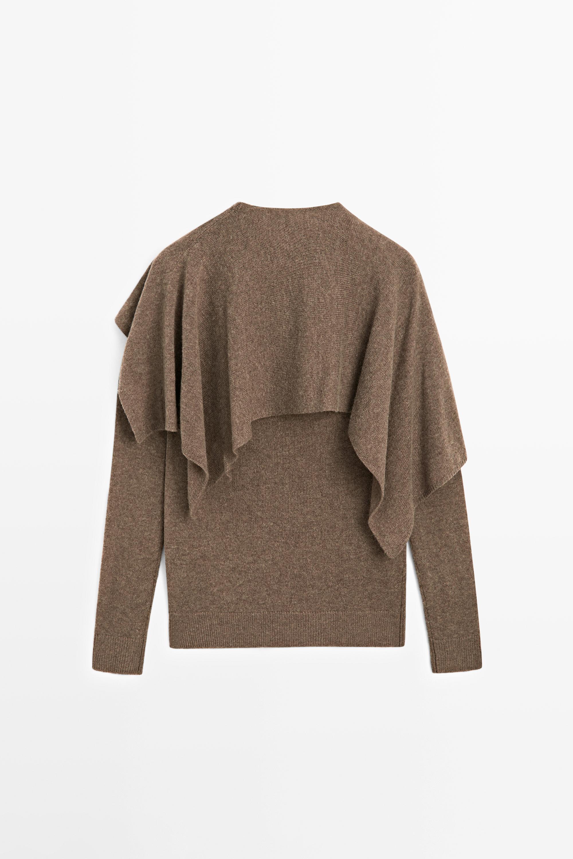 100% wool cape-style knit sweater - BROWN