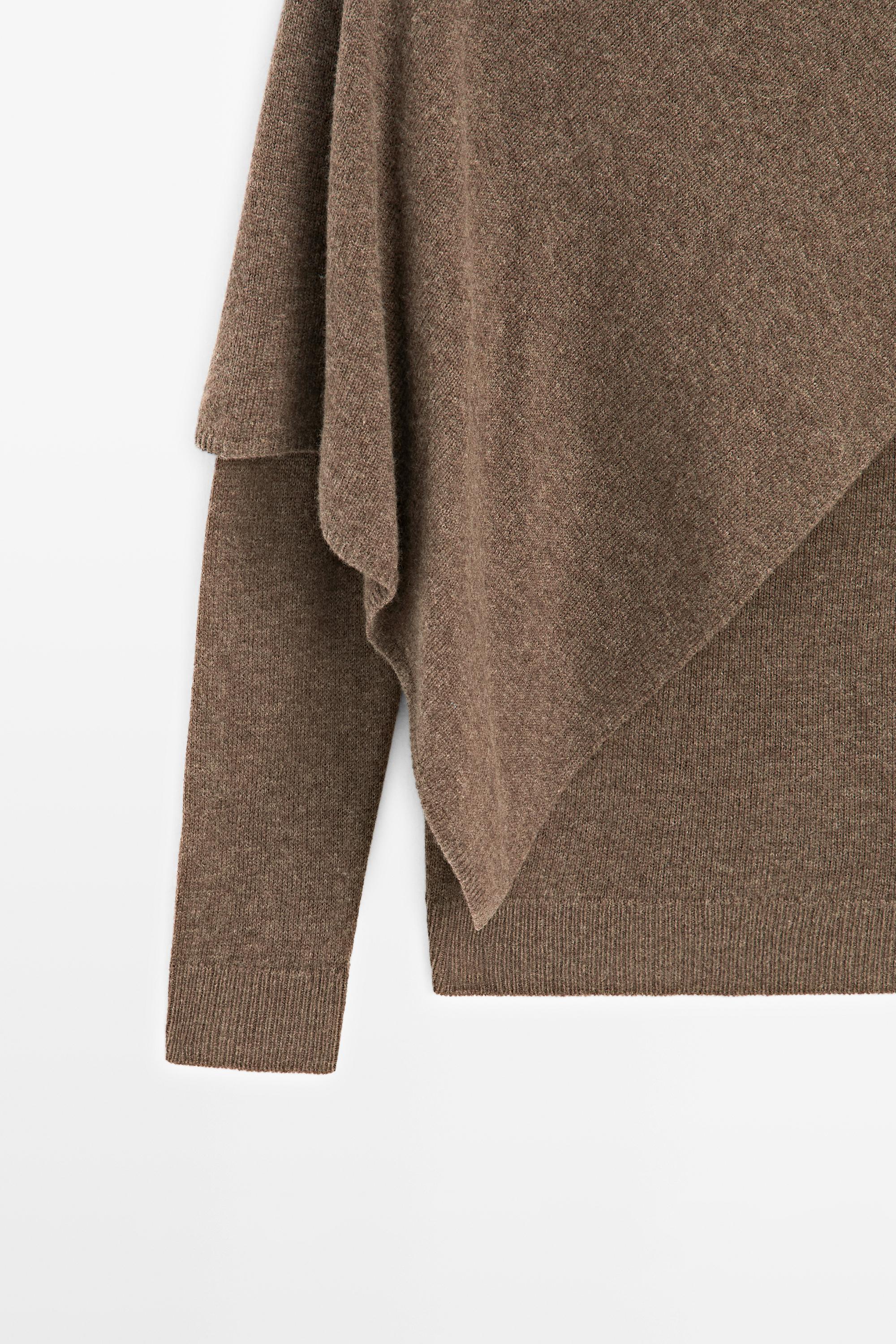100% wool cape-style knit sweater - BROWN