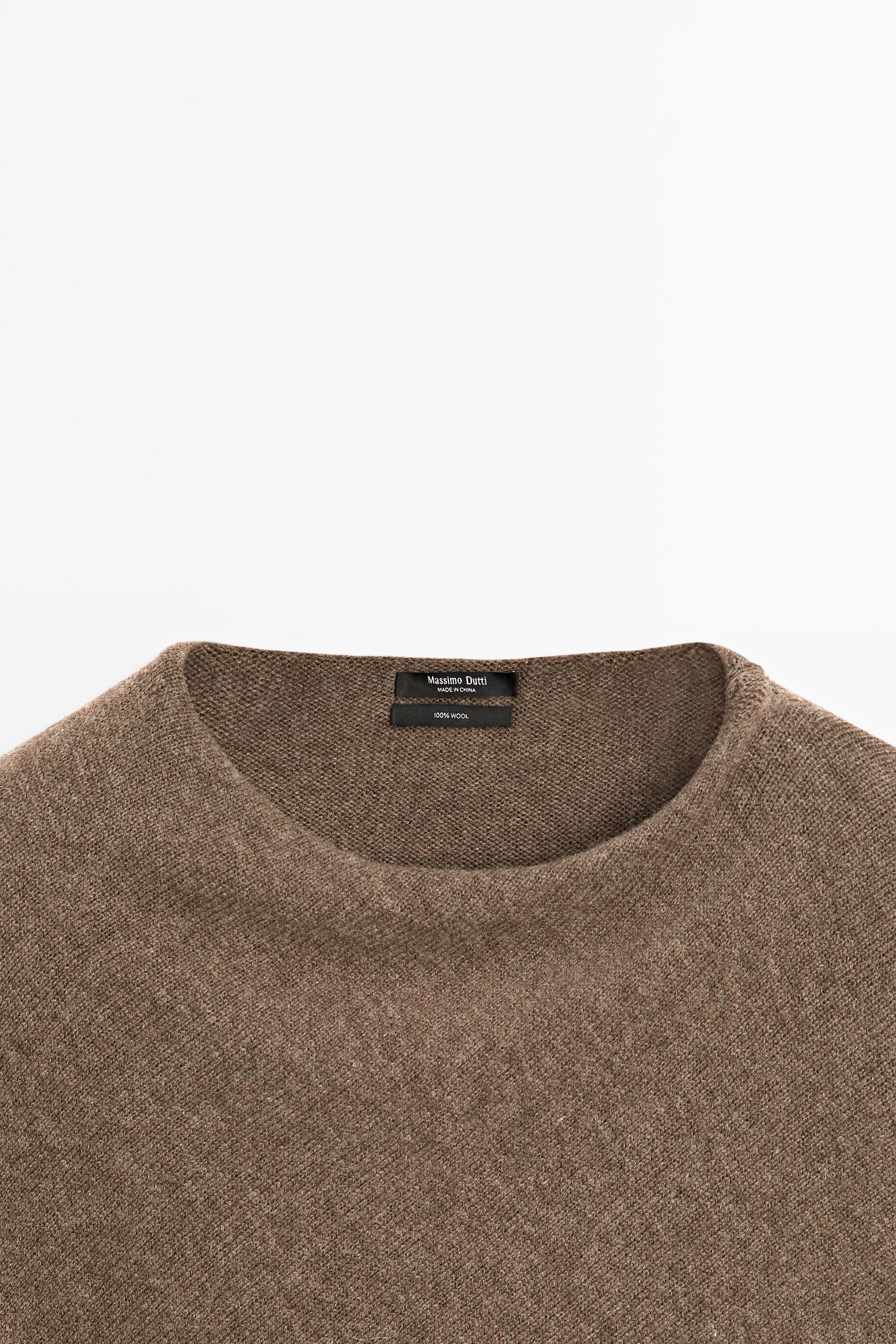 100% wool cape-style knit sweater - BROWN