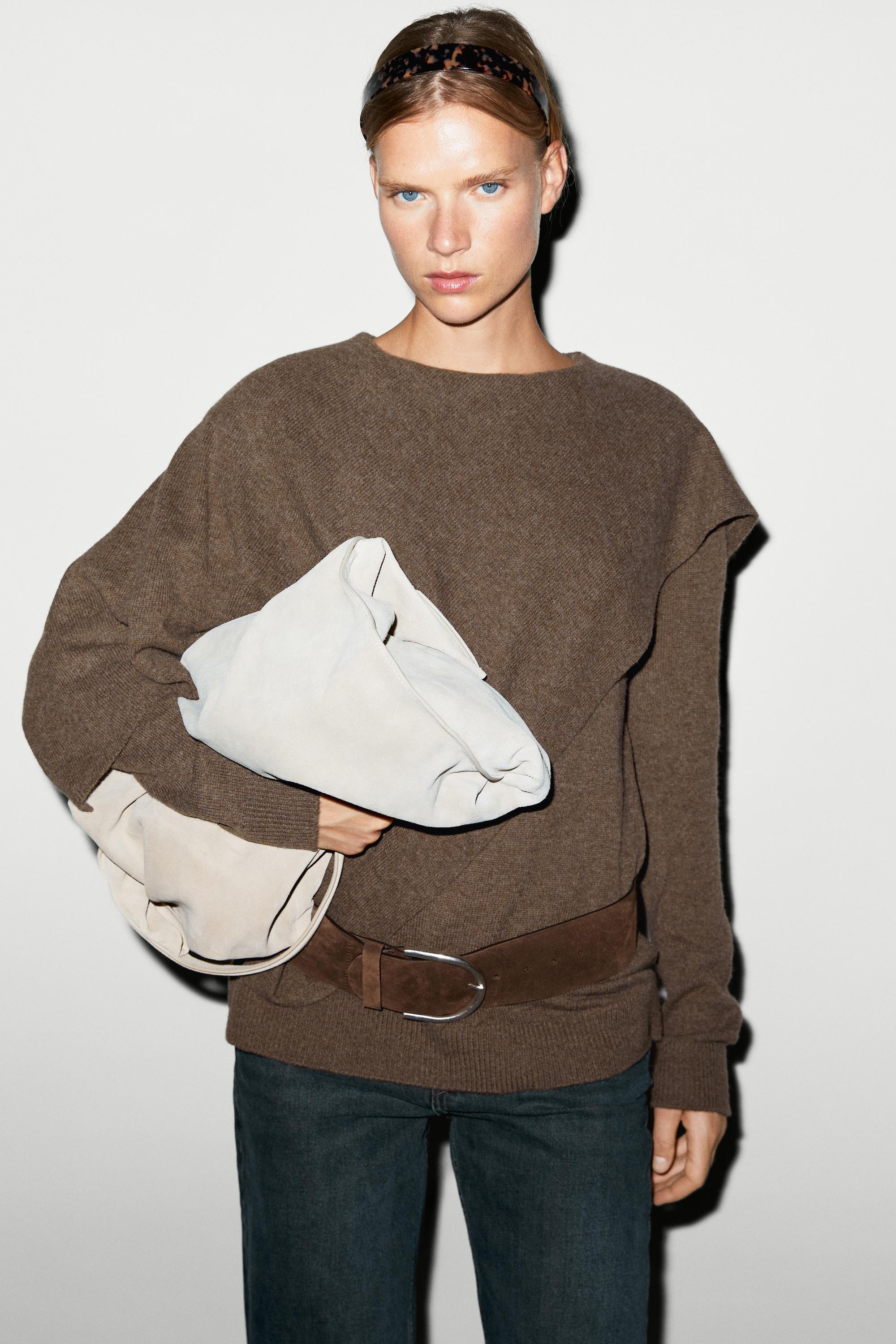 100% wool cape-style knit sweater - BROWN