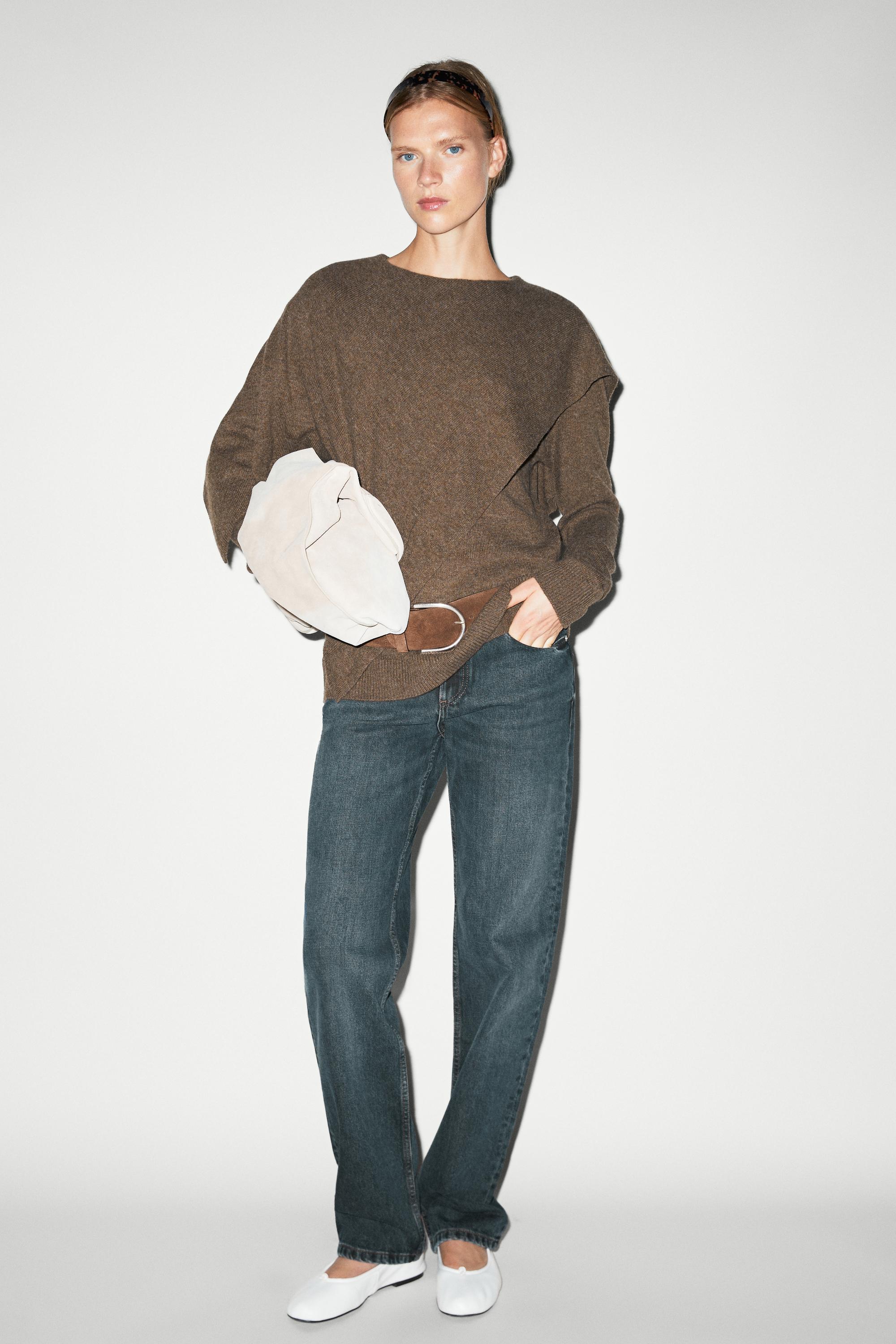 100% wool cape-style knit sweater - BROWN