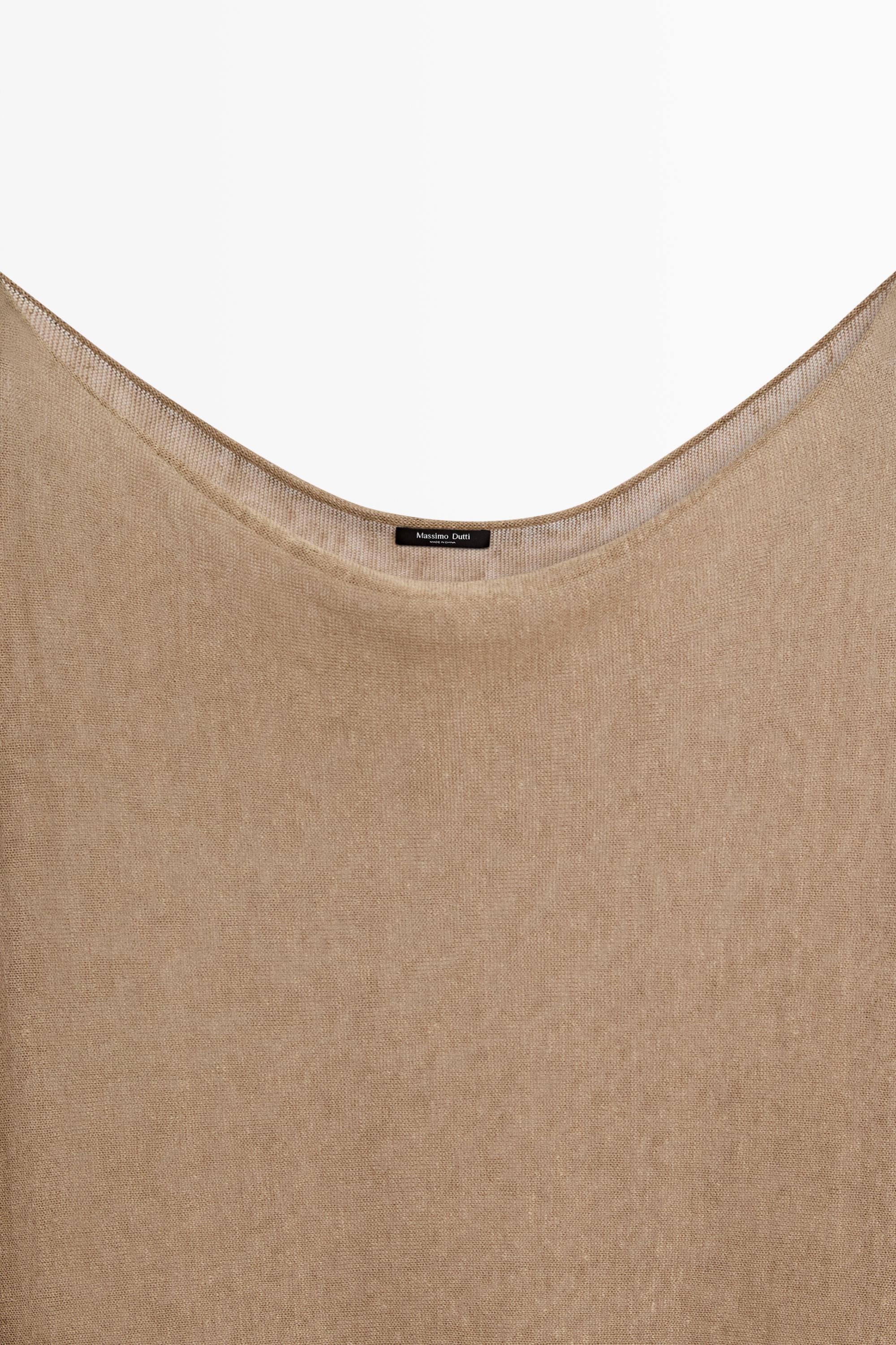 Linen blend flowing cape-style sweater - MOSS GREEN