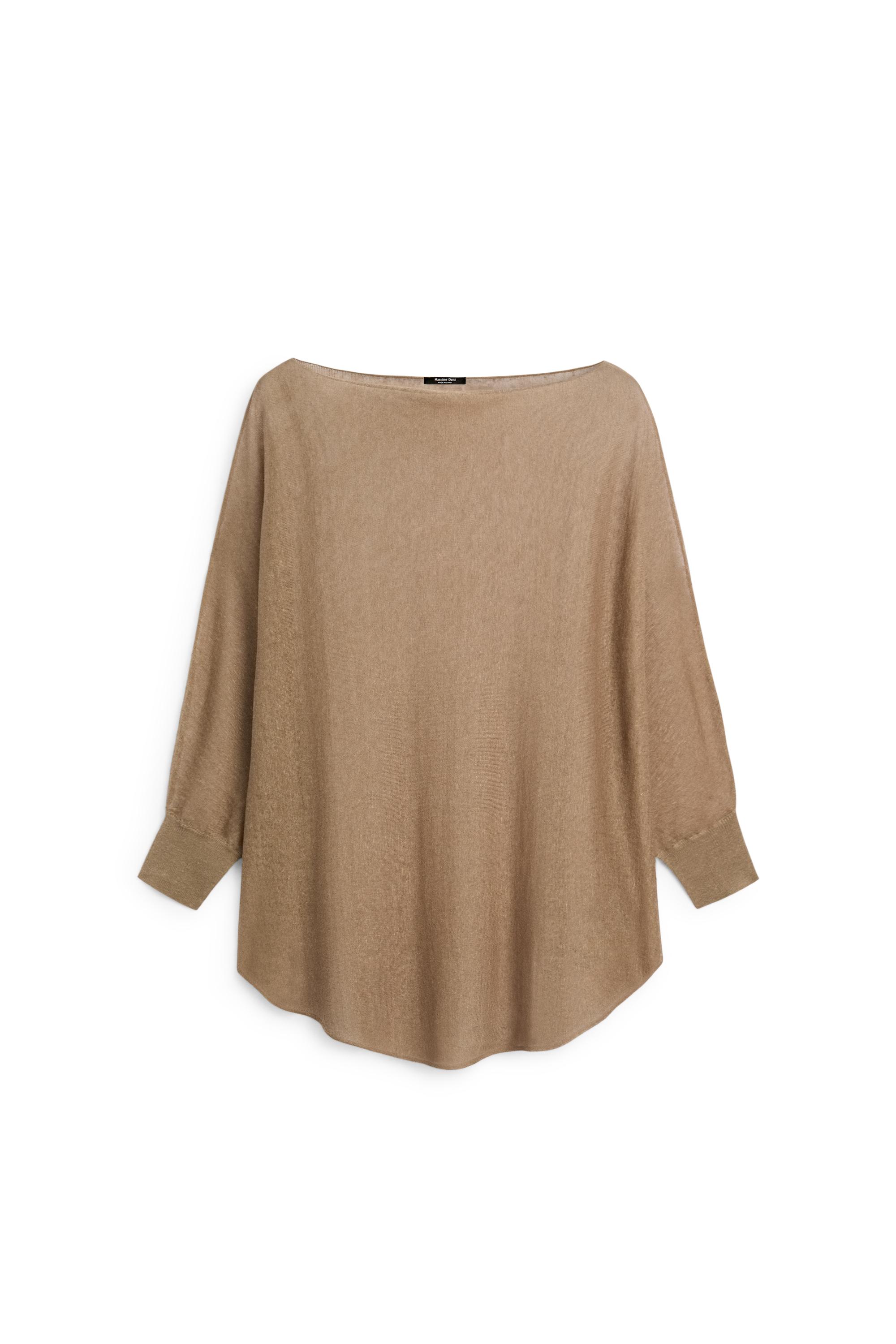 Linen blend flowing cape-style sweater - MOSS GREEN