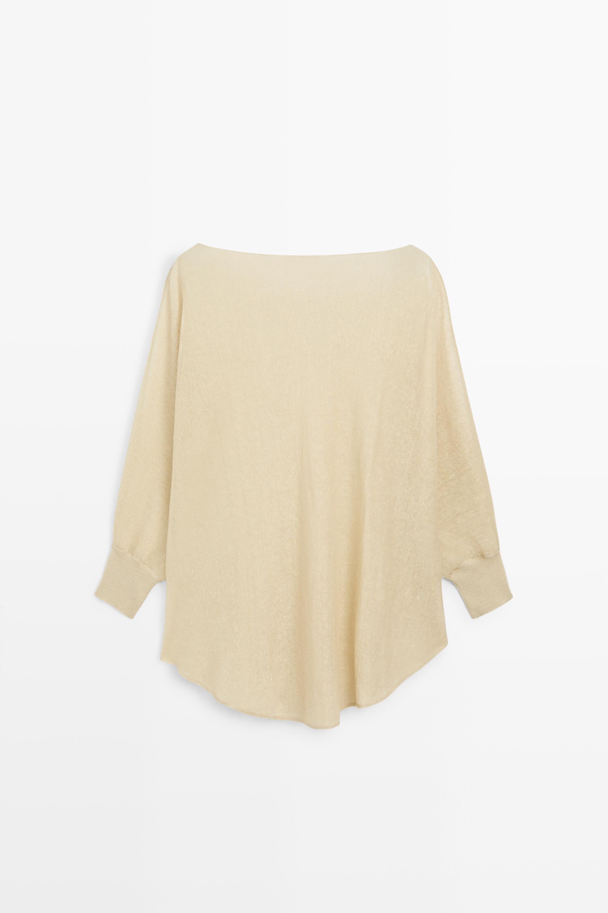 Linen blend flowing cape-style sweater - SAND