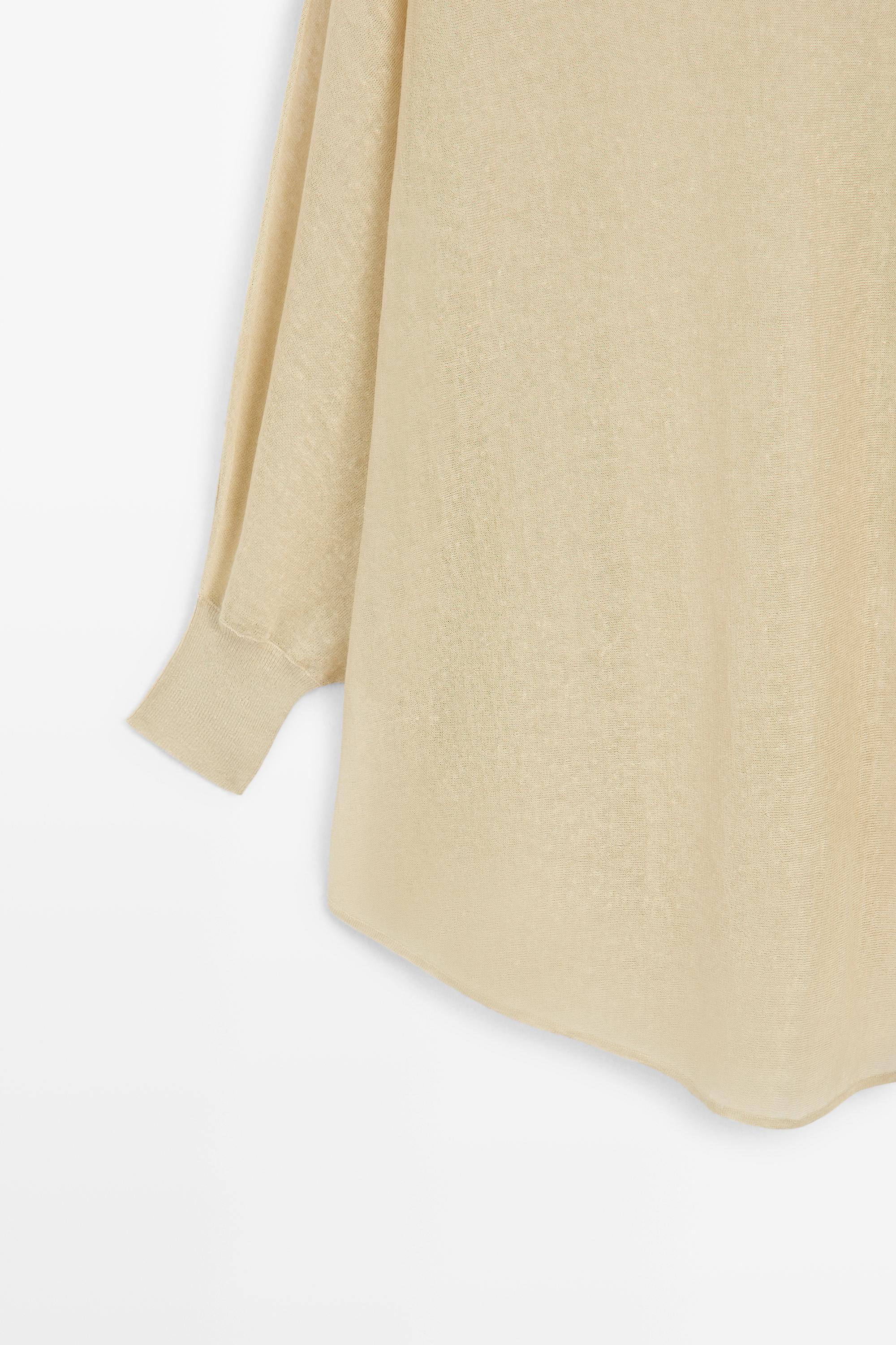 Linen blend flowing cape-style sweater - SAND