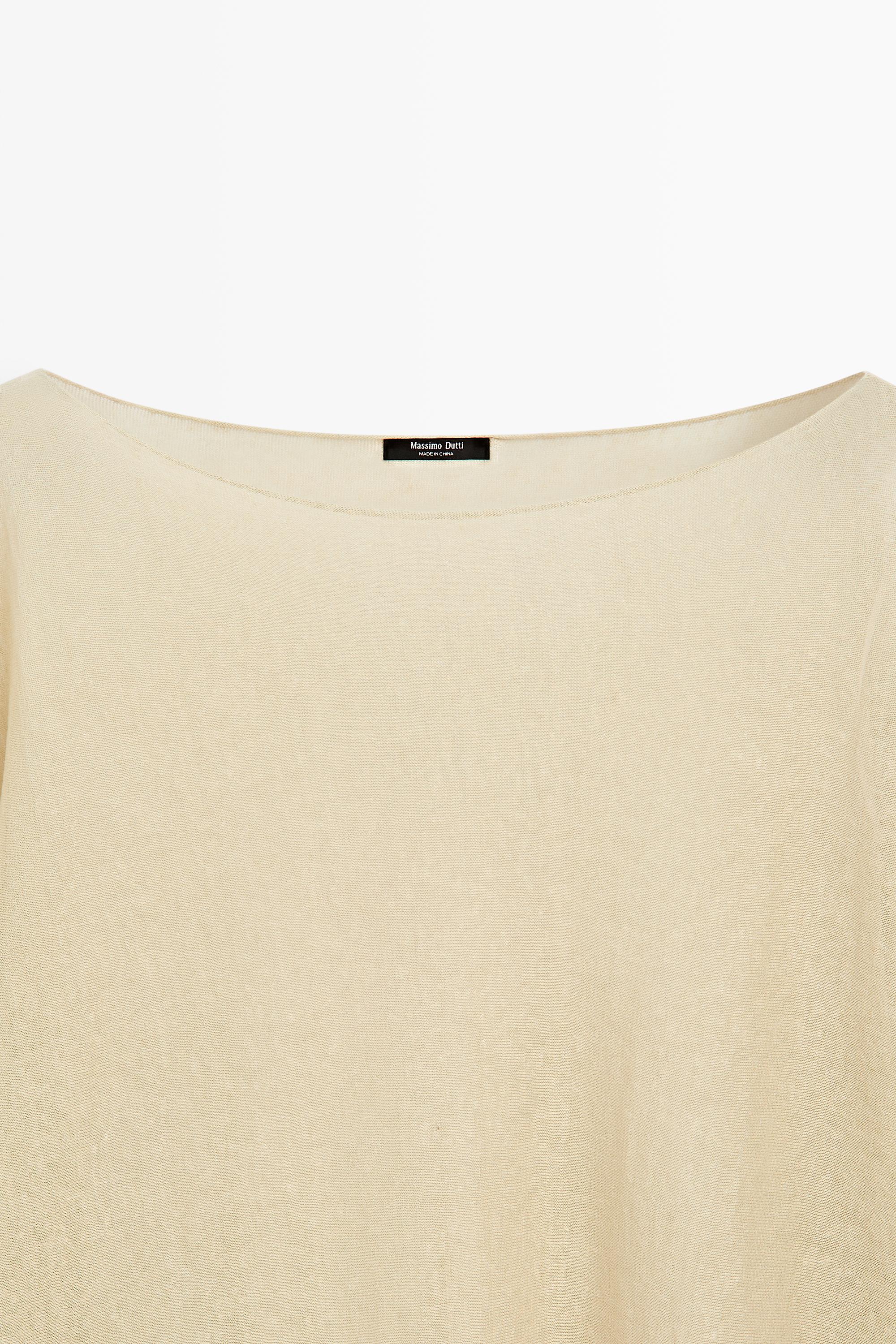Linen blend flowing cape-style sweater - SAND