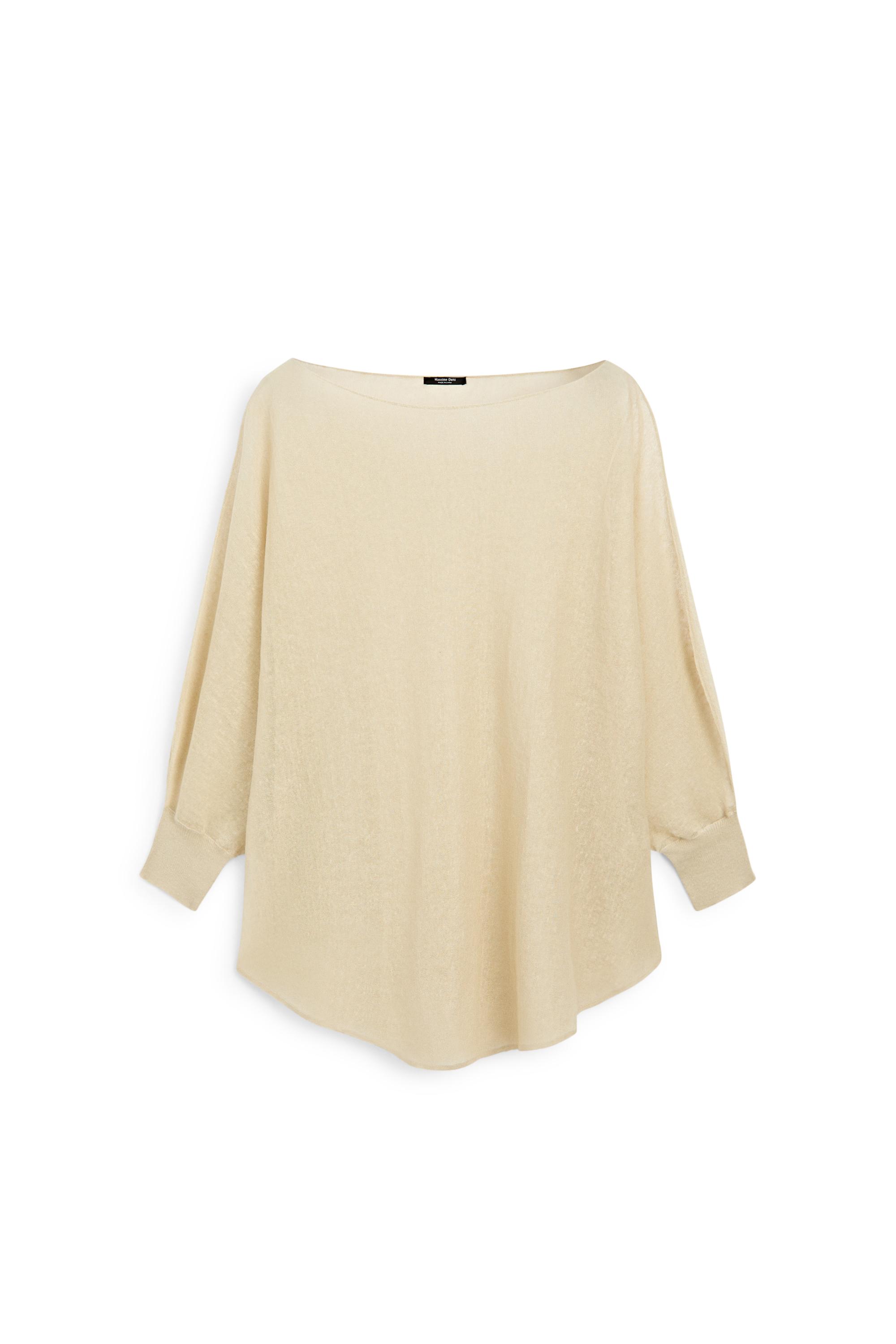 Linen blend flowing cape-style sweater - SAND