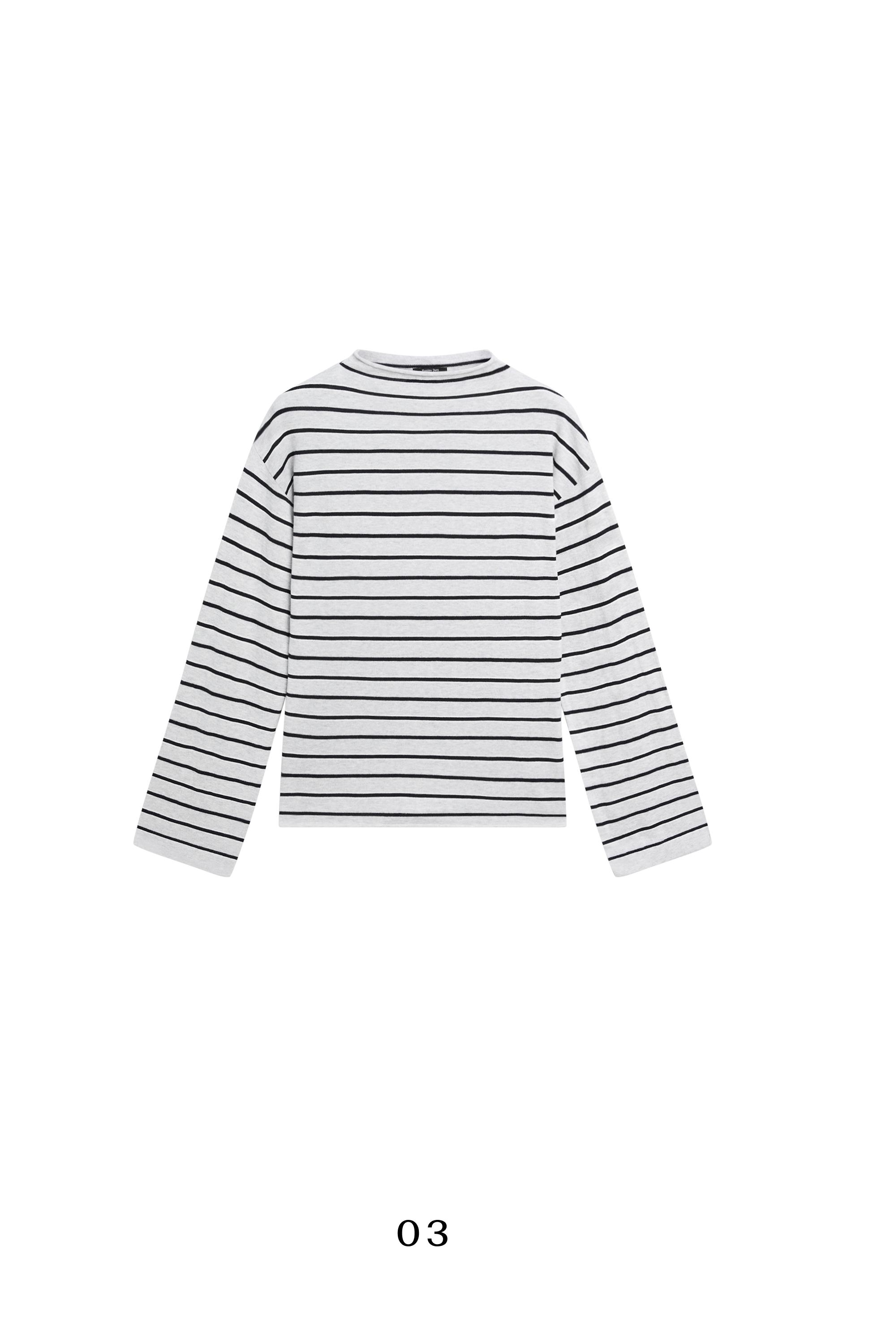 100% cotton long sleeve striped sweater - NAVY BLUE