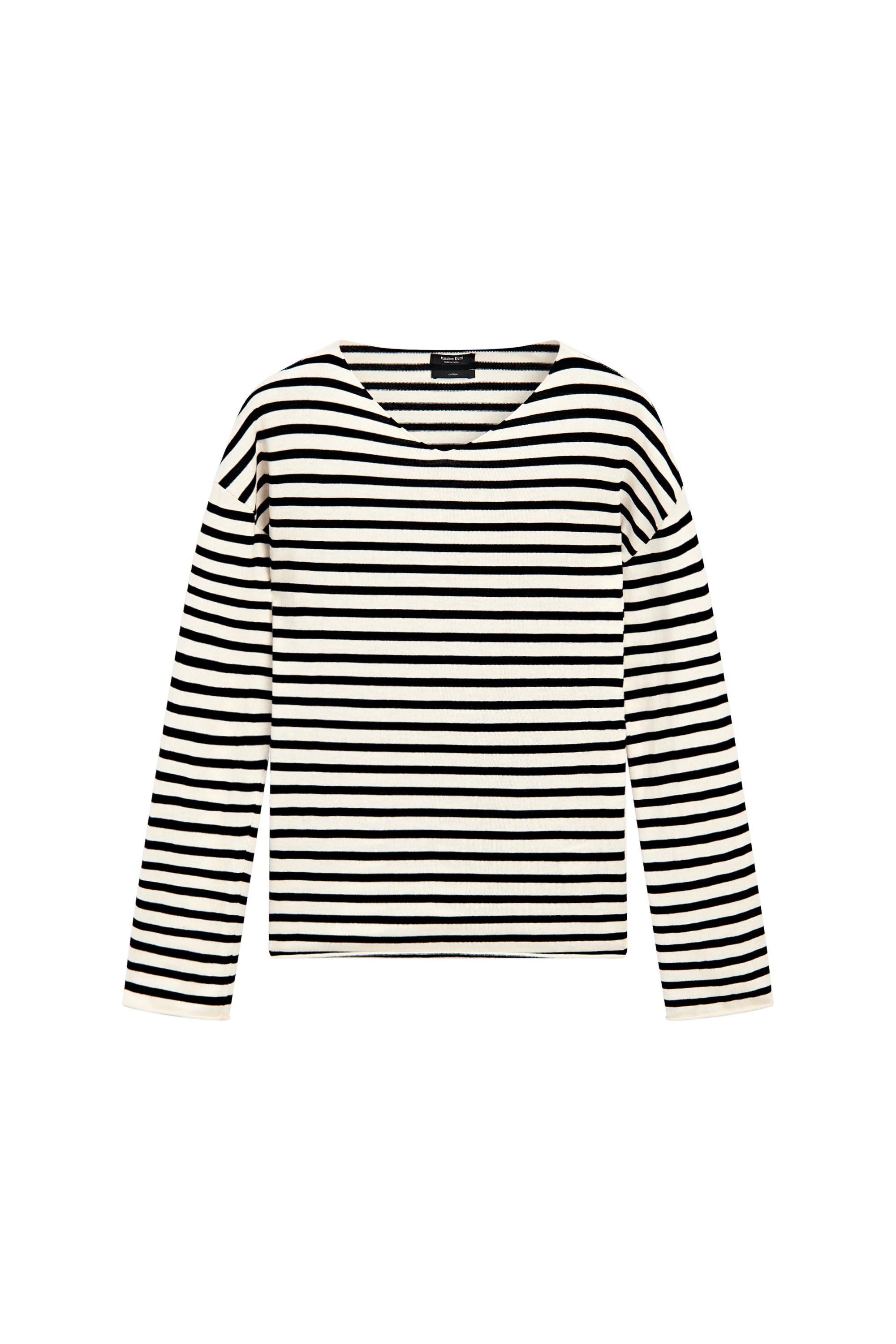 100% cotton long sleeve striped sweater - NAVY BLUE