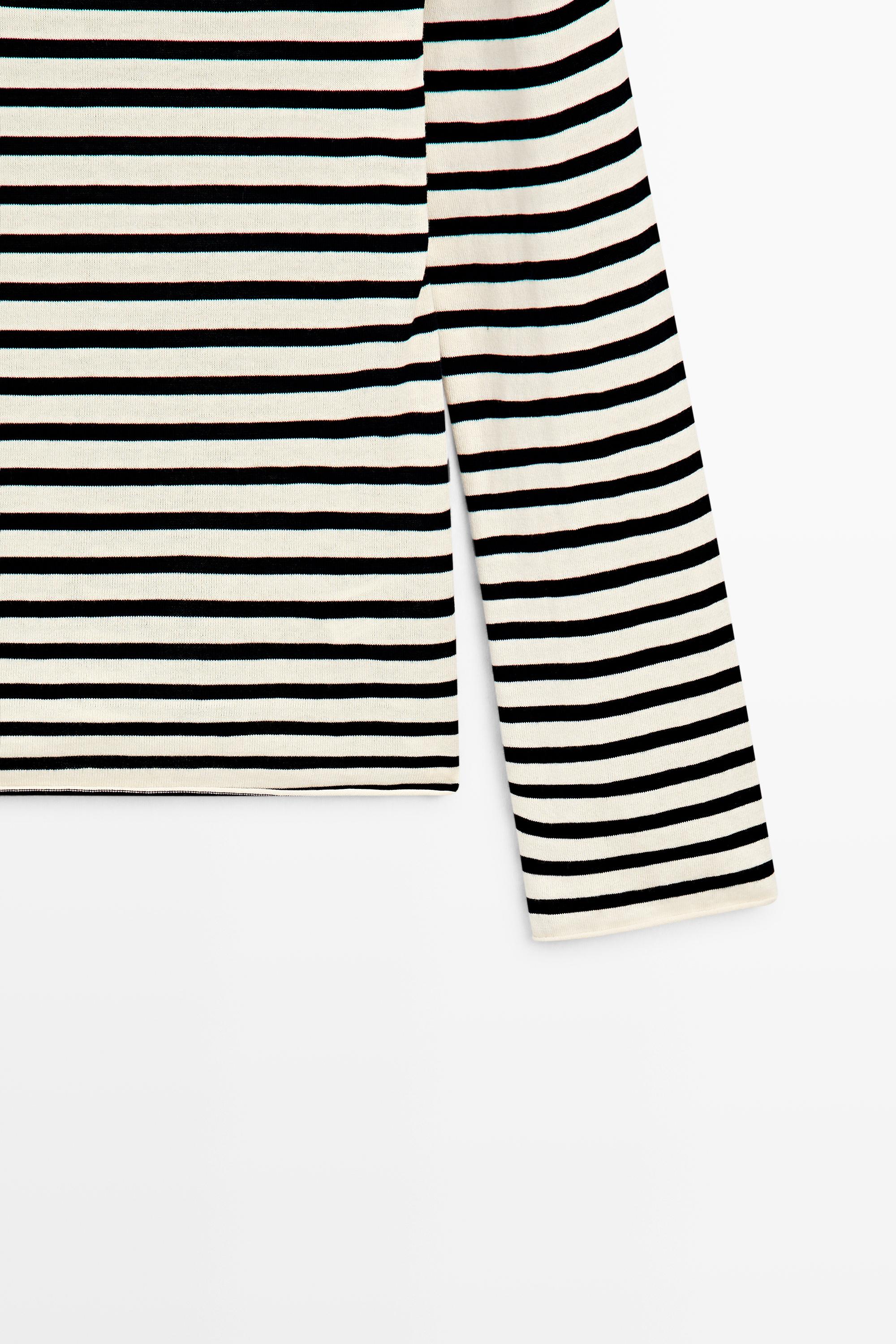 100% cotton long sleeve striped sweater - NAVY BLUE