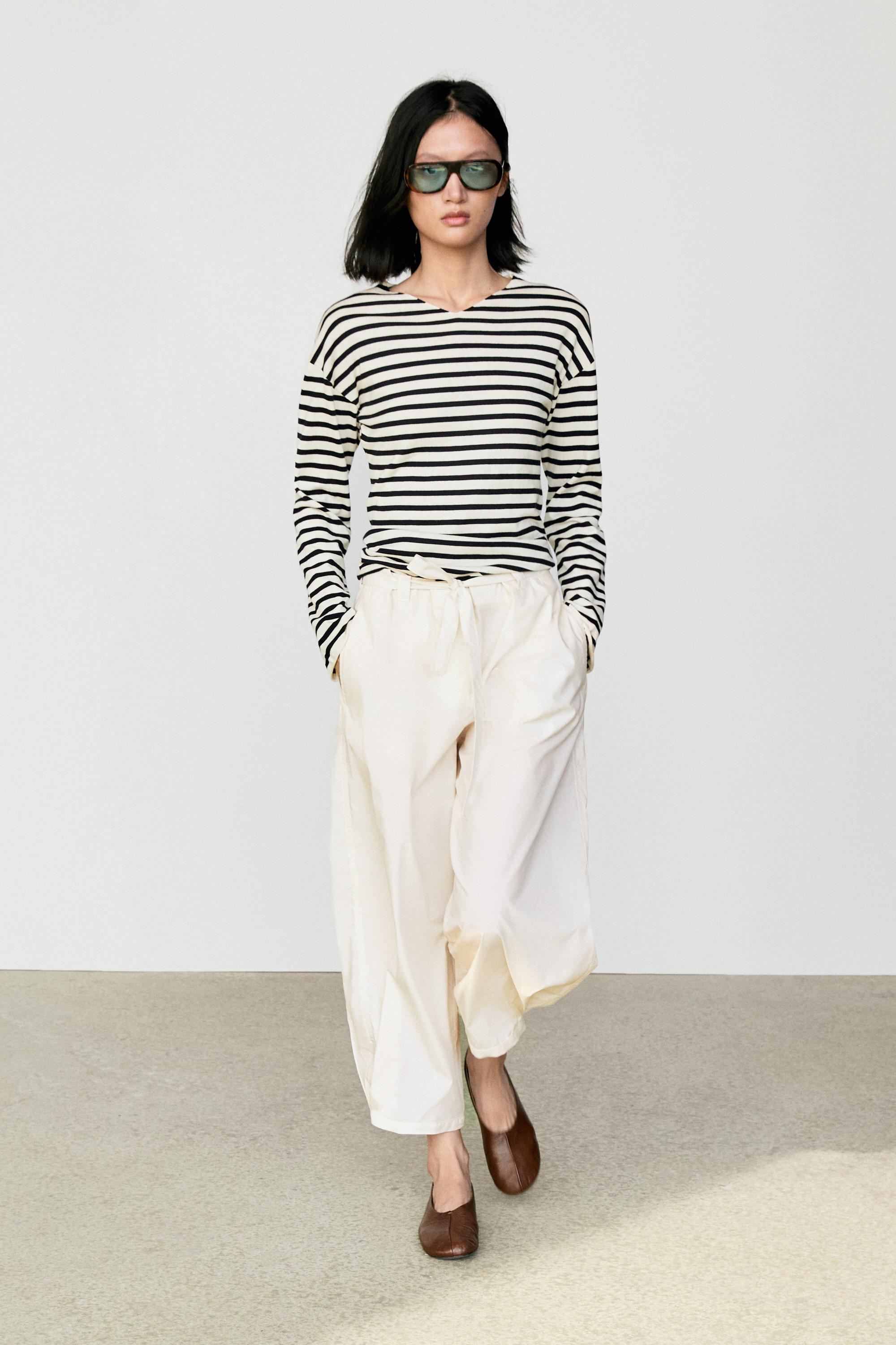 100% cotton long sleeve striped sweater - NAVY BLUE