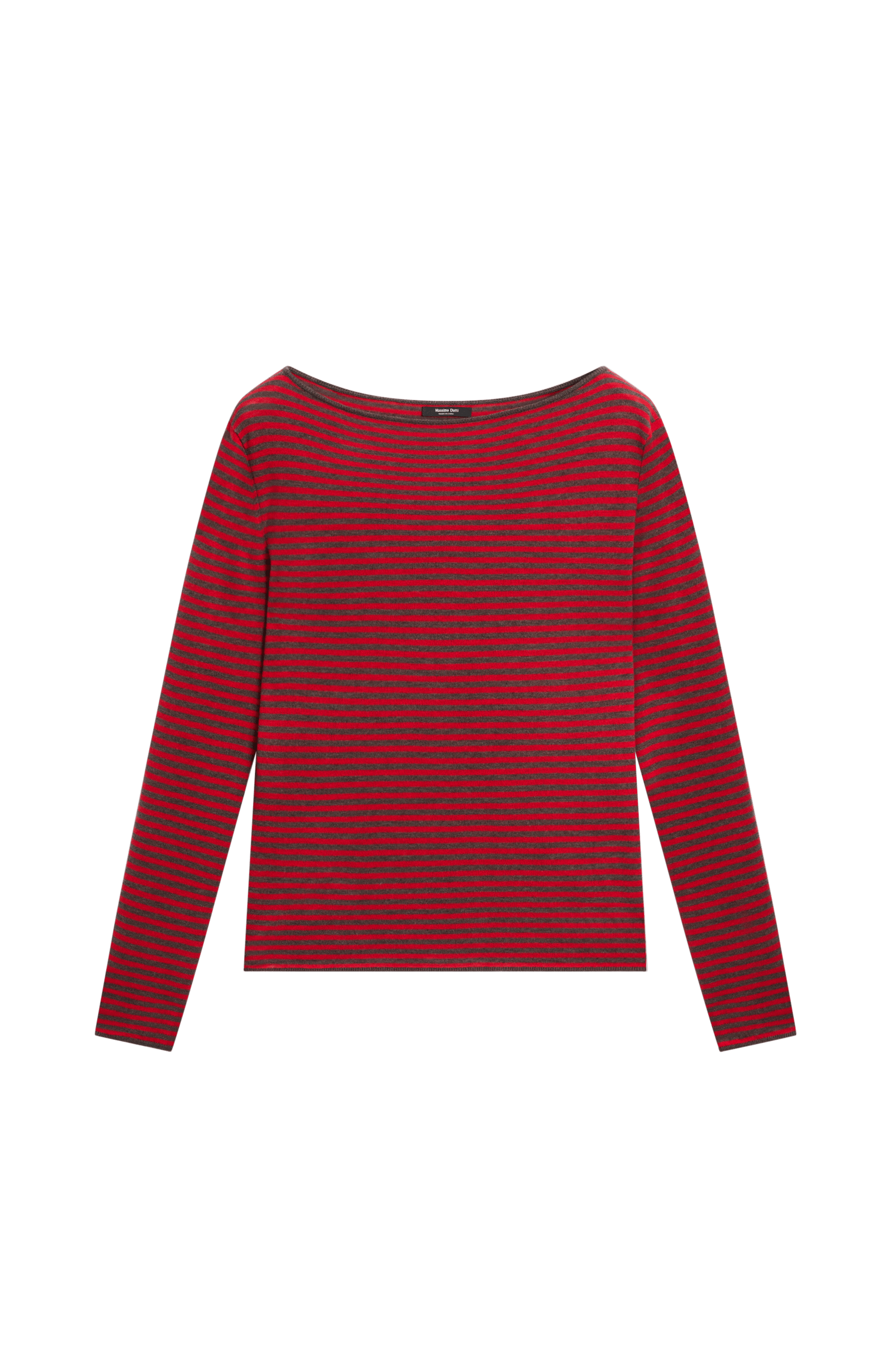 Striped wool-blend knit sweater - RED