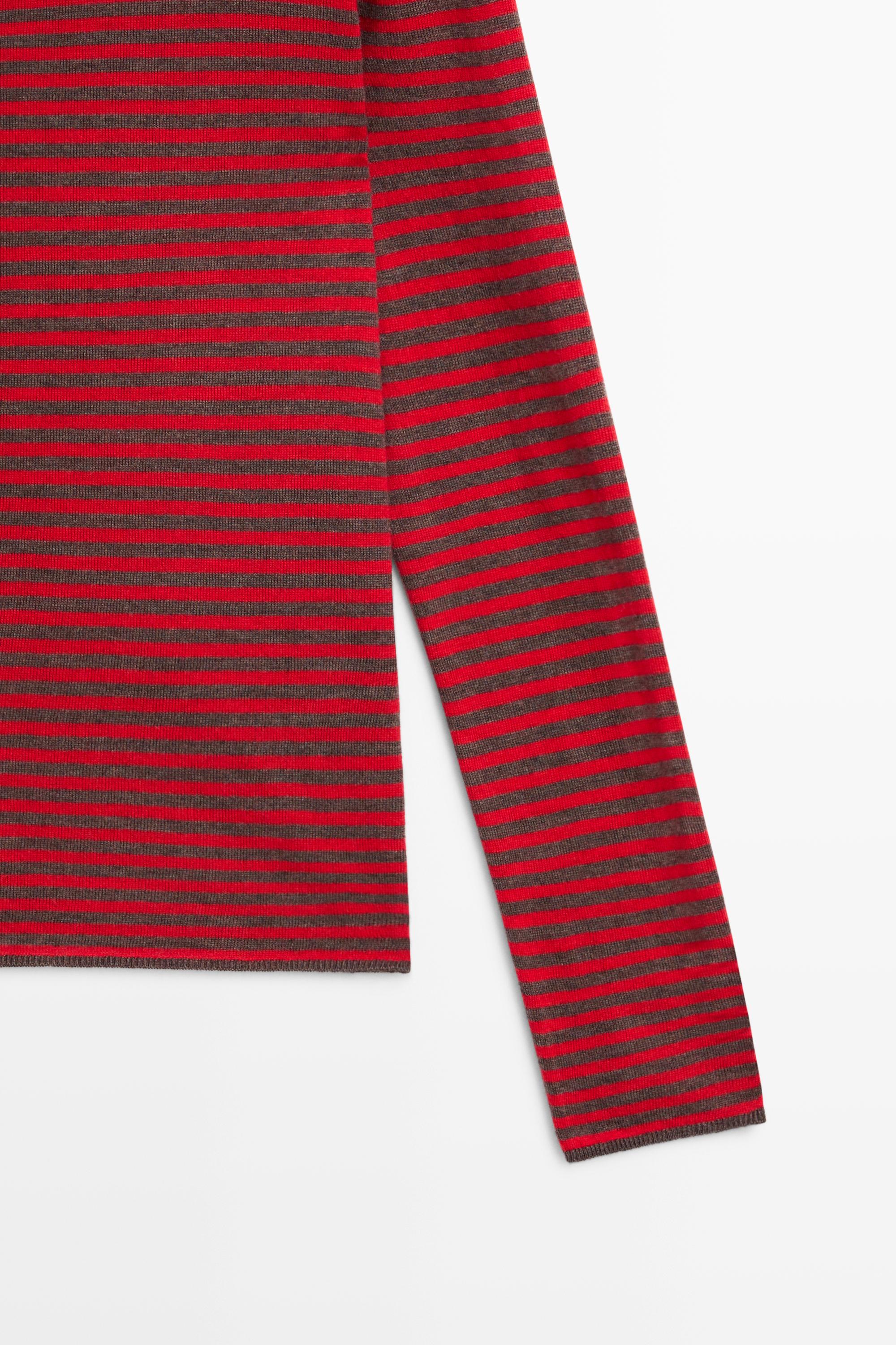 Striped wool-blend knit sweater - RED