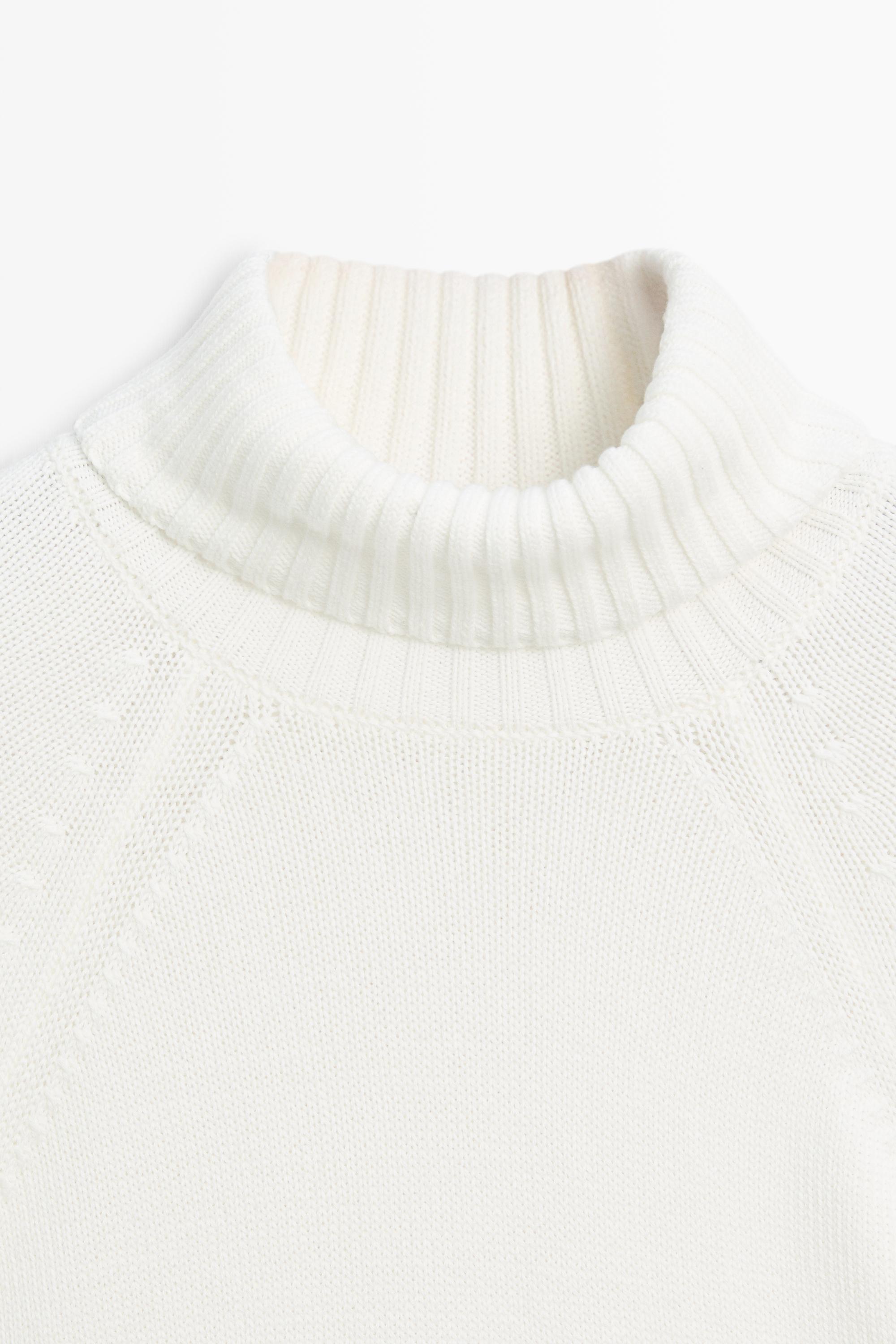 Turtleneck knit sweater - WHITE