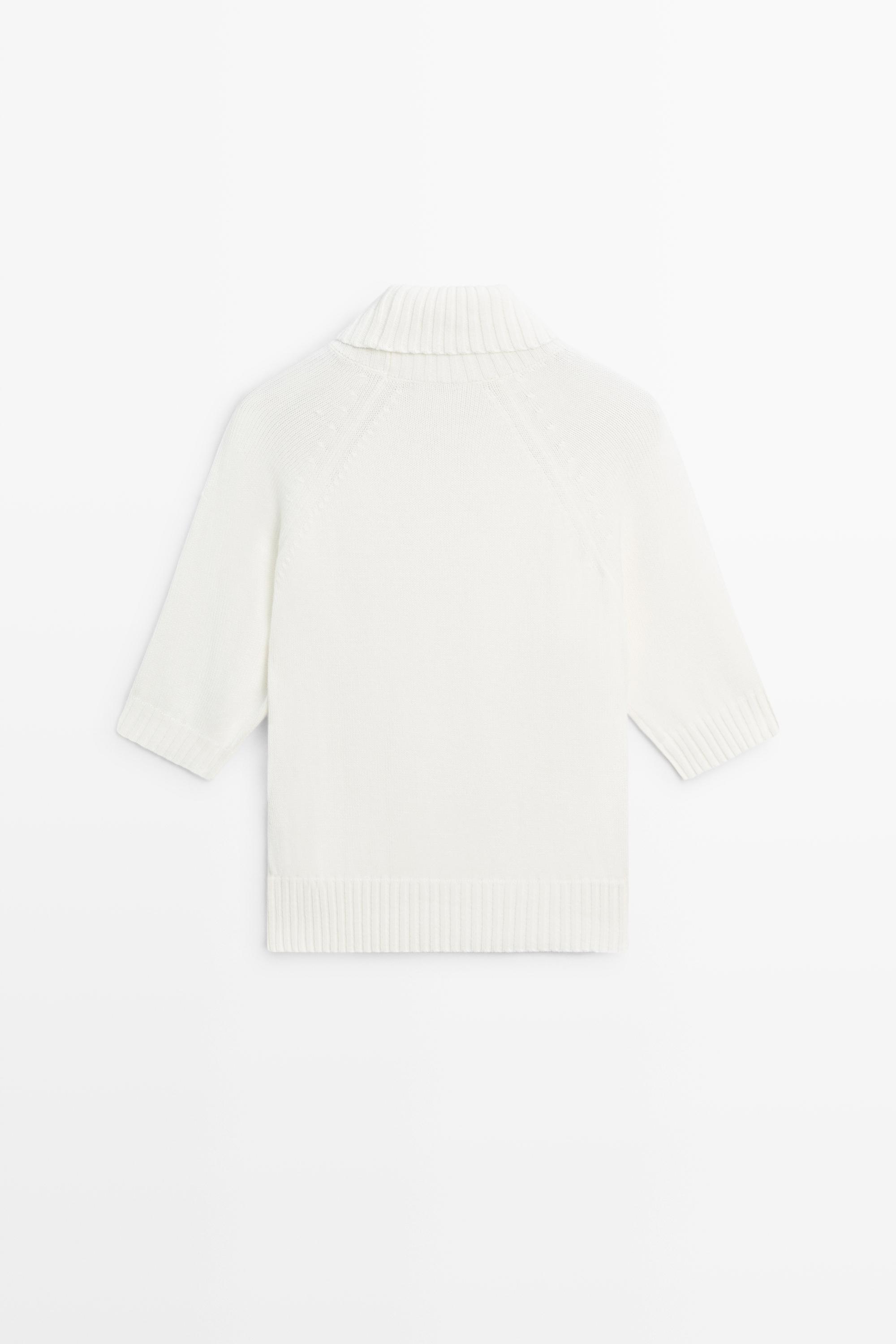 Turtleneck knit sweater - WHITE