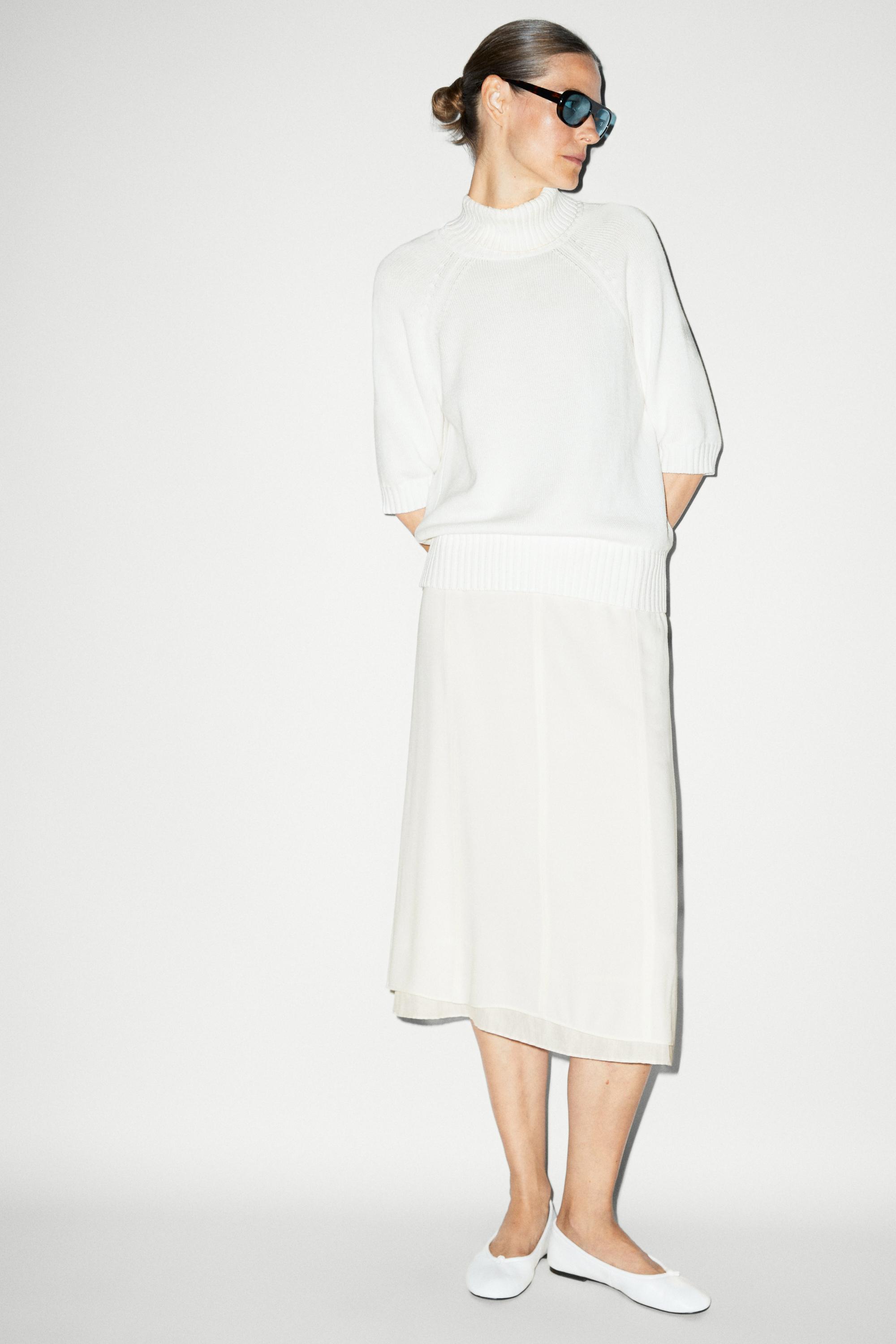Turtleneck knit sweater - WHITE