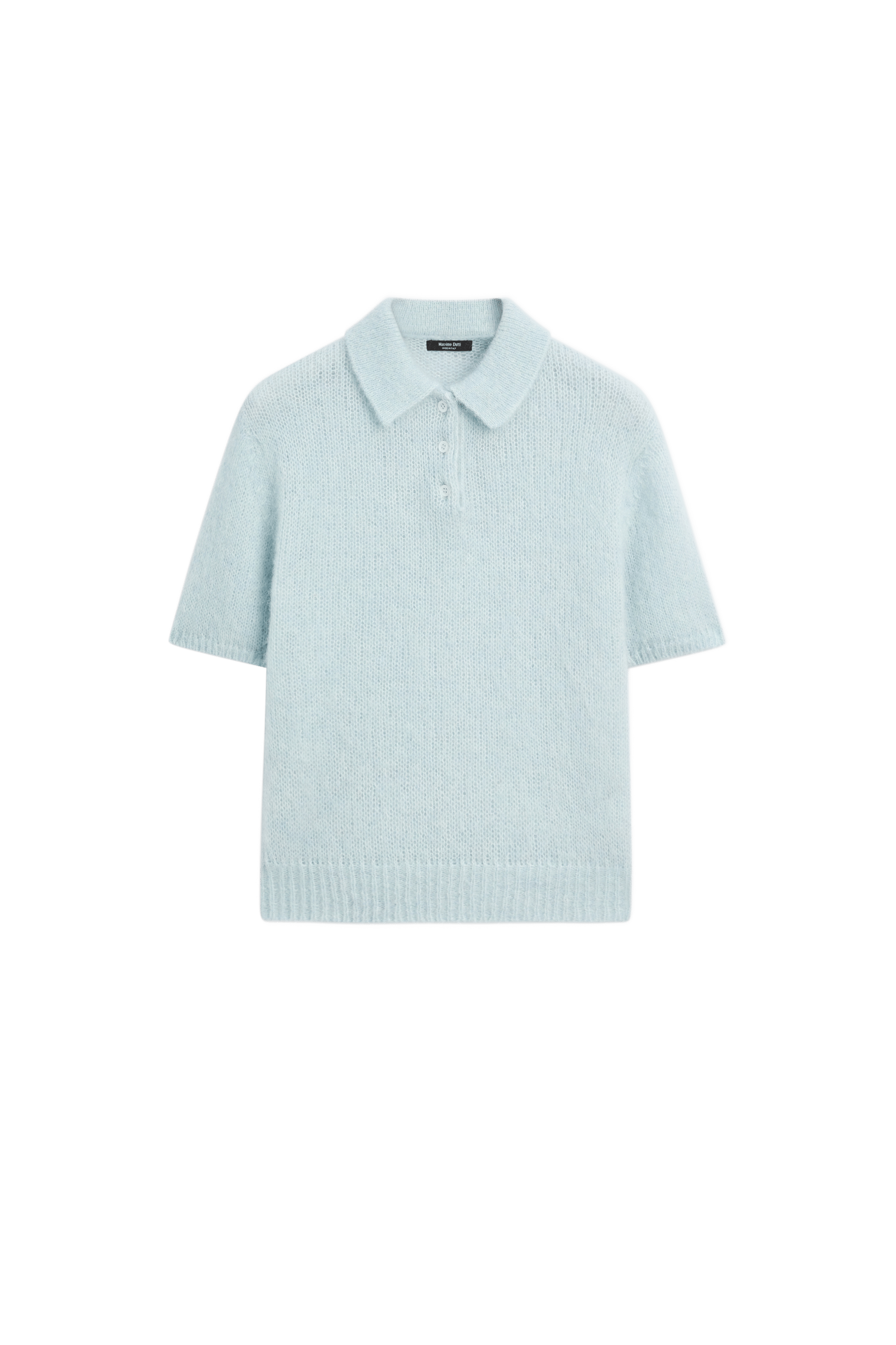 Alpaca blend knit polo sweater - Light blue
