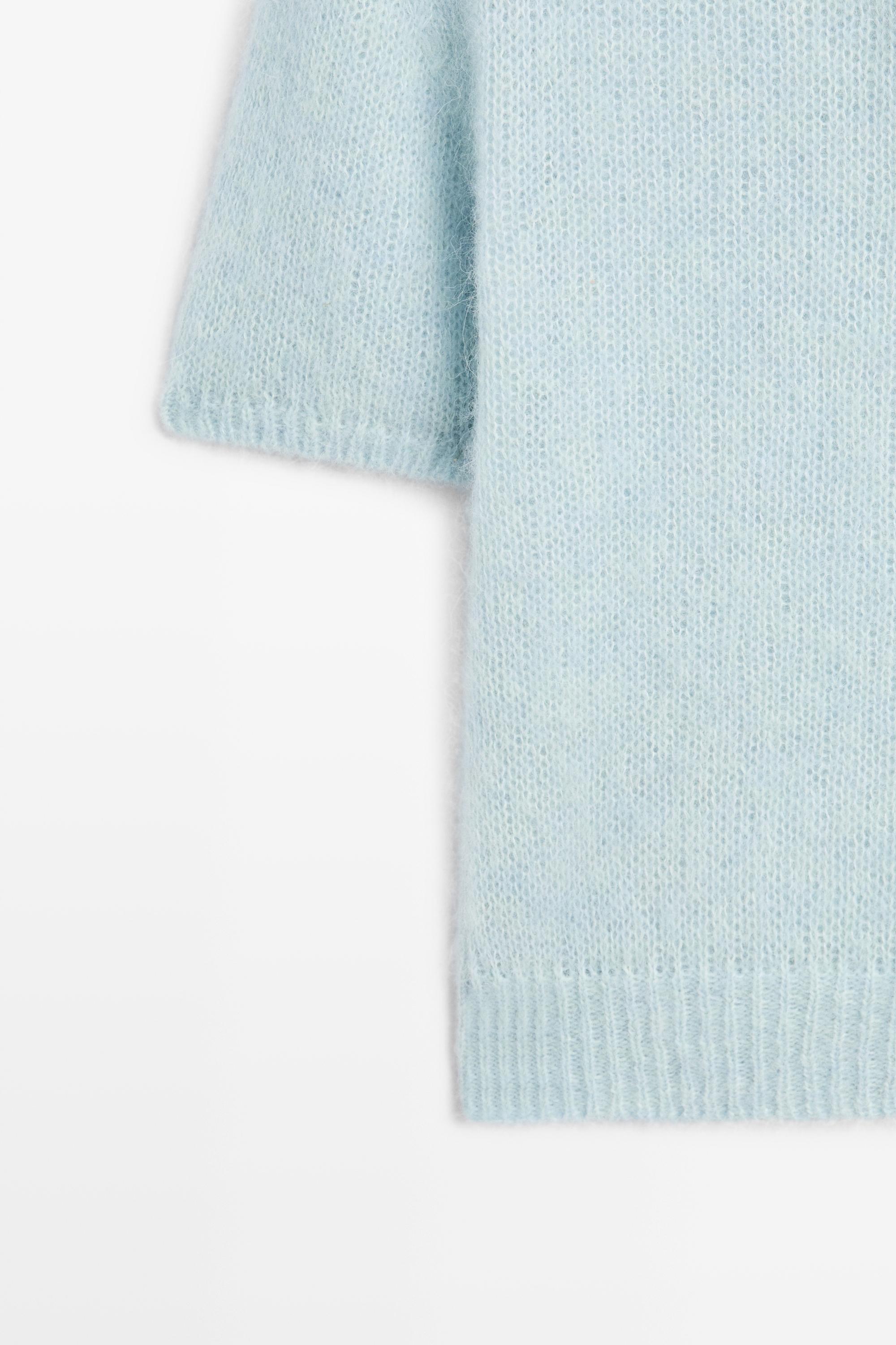Alpaca blend knit polo sweater - Light blue