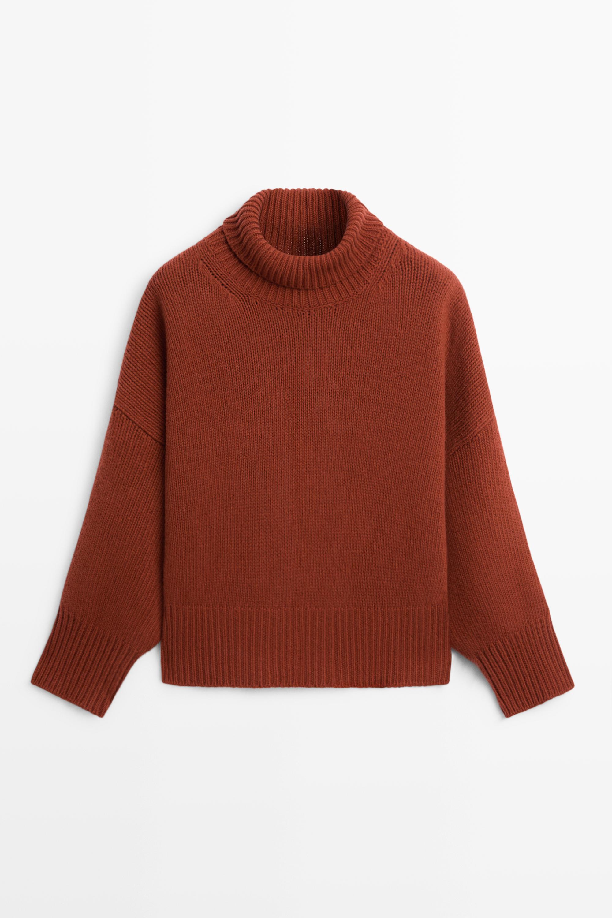 100% wool oversize knit sweater - BURNT ORANGE