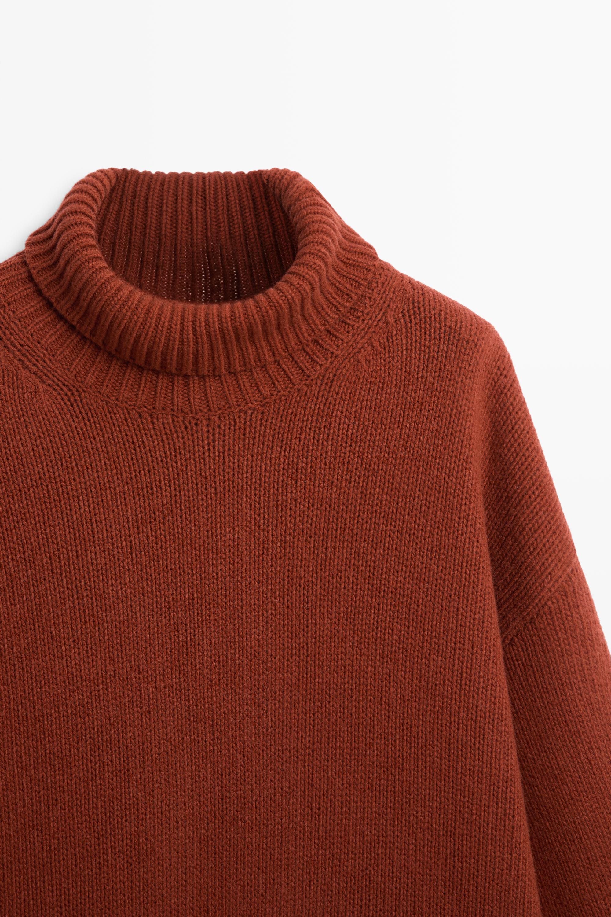 100% wool oversize knit sweater - BURNT ORANGE