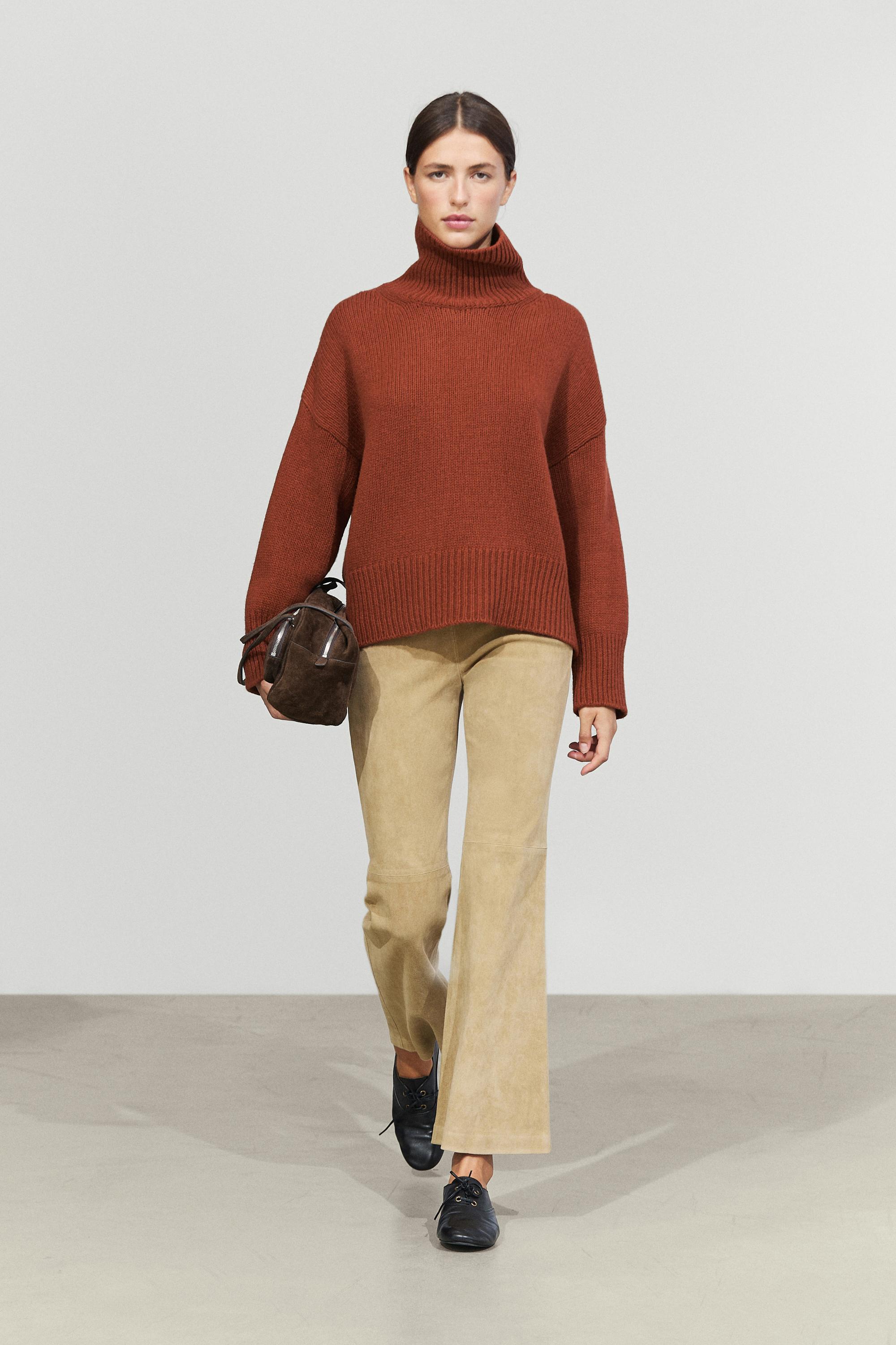 100% wool oversize knit sweater - BURNT ORANGE