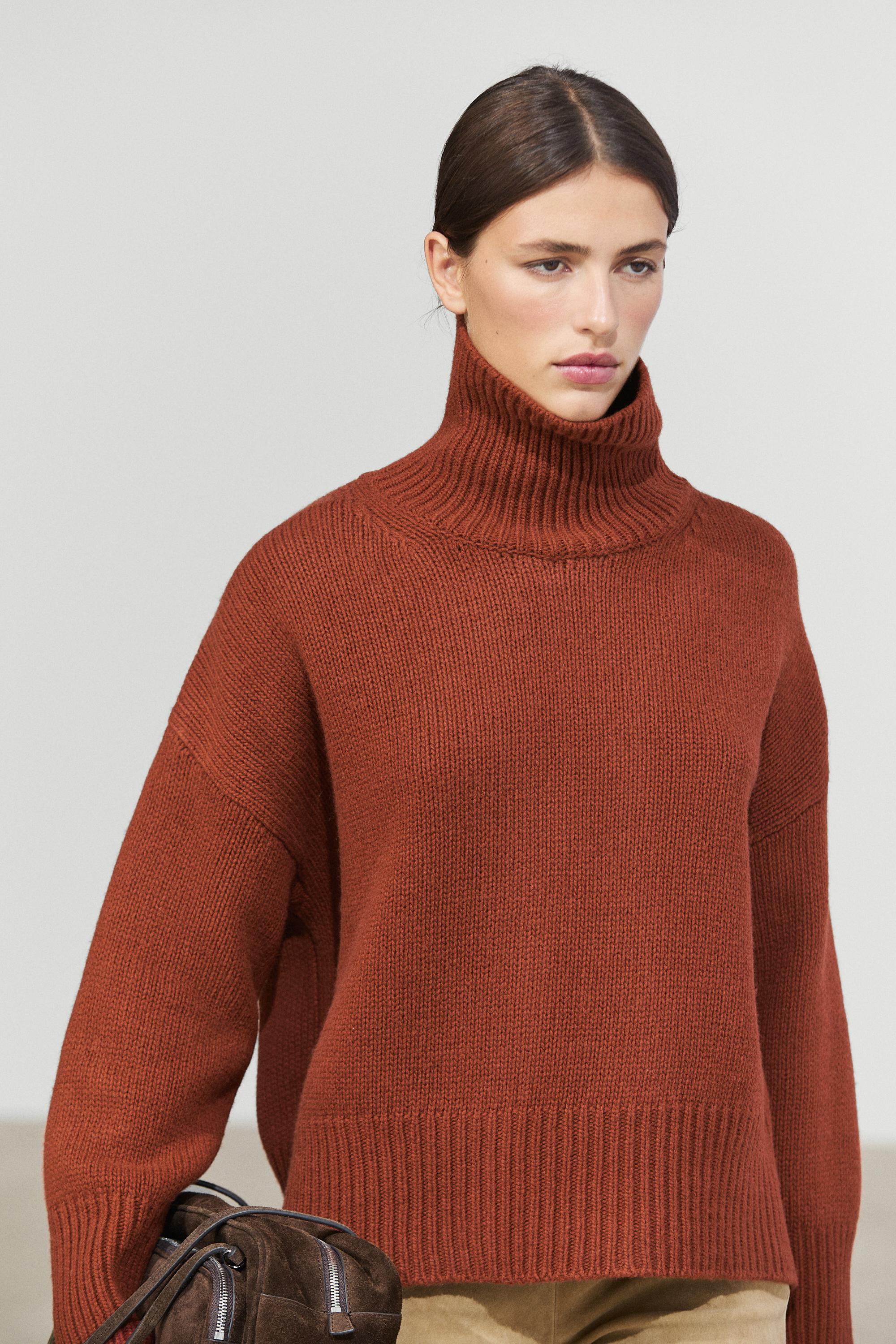100% wool oversize knit sweater - BURNT ORANGE