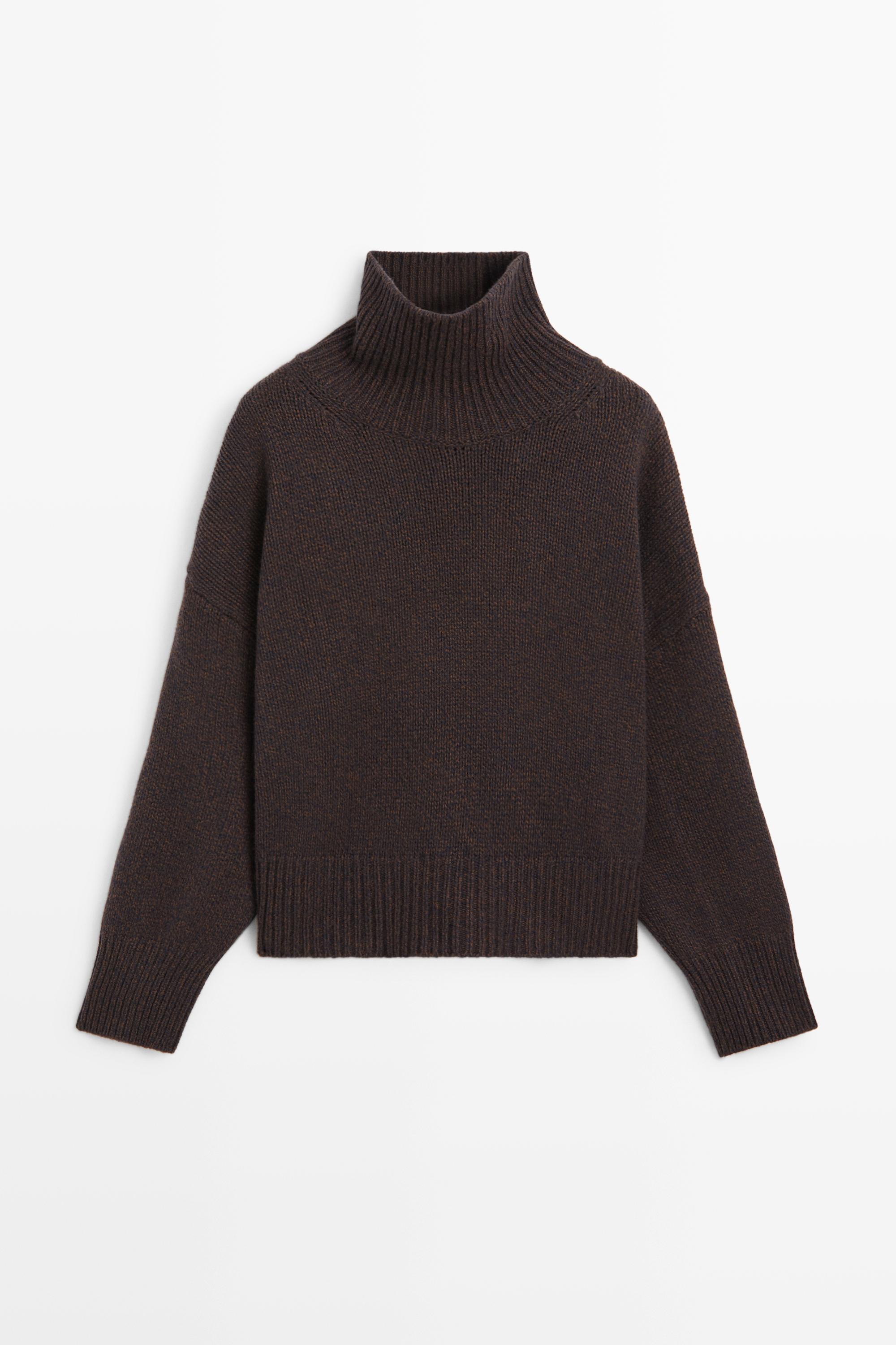 100% wool oversize knit sweater - BROWN