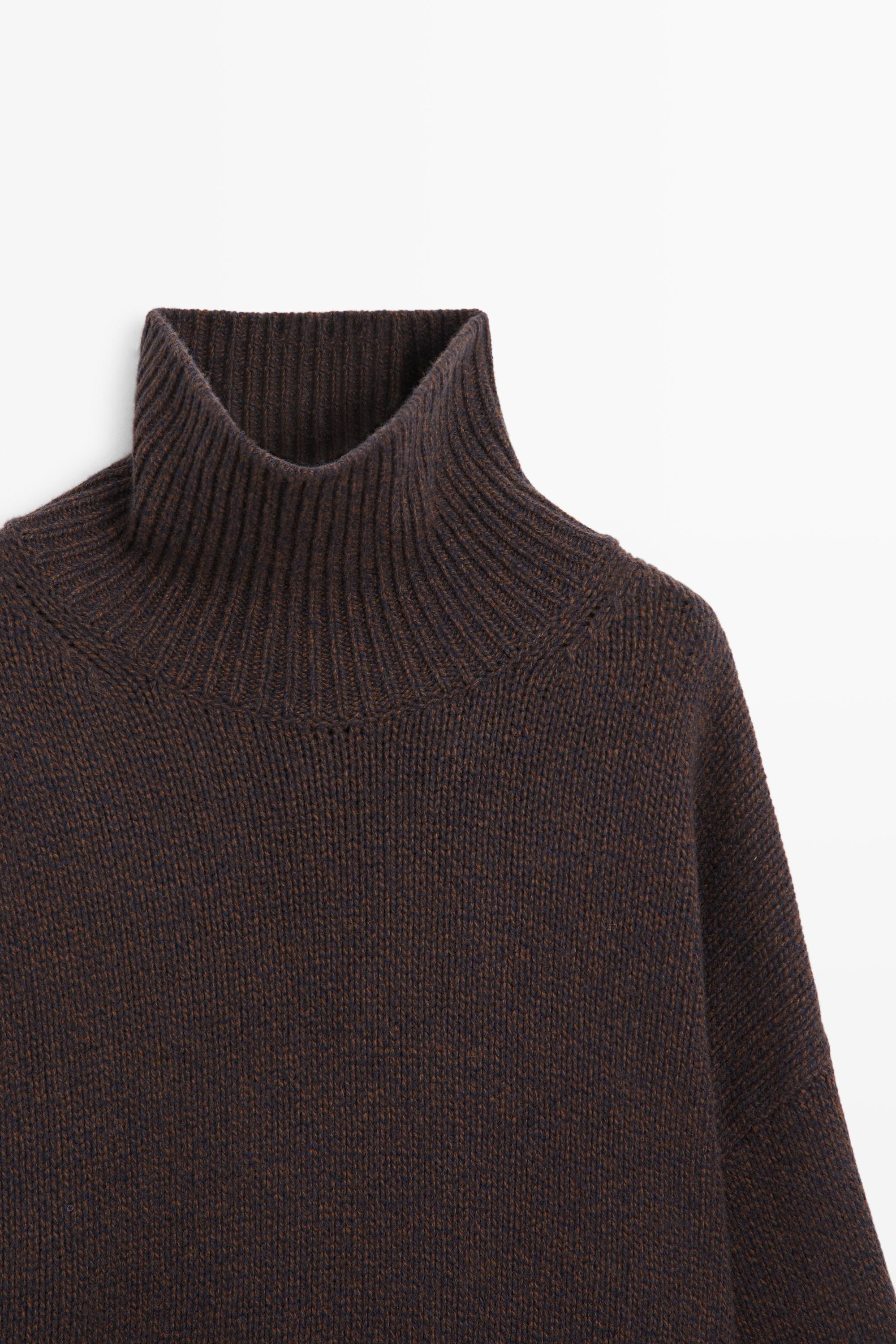 100% wool oversize knit sweater - BROWN