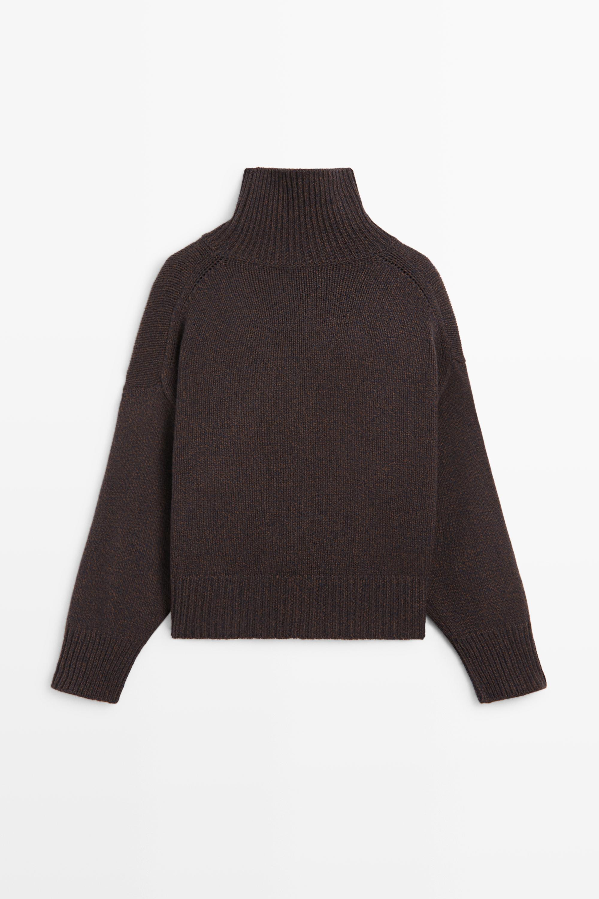 100% wool oversize knit sweater - BROWN