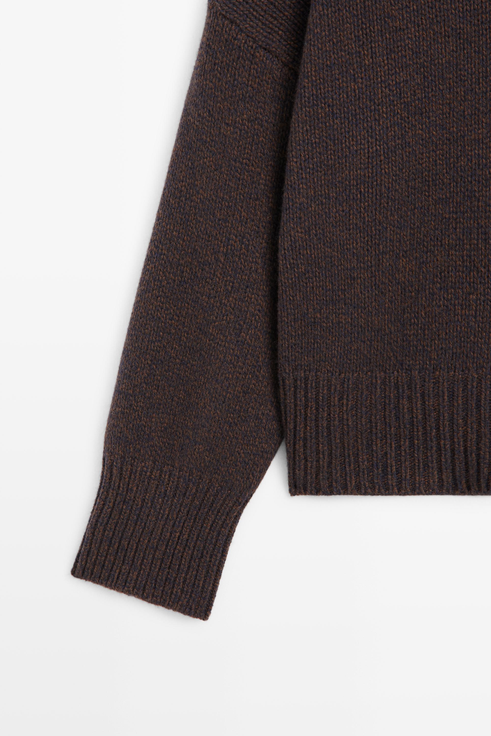 100% wool oversize knit sweater - BROWN