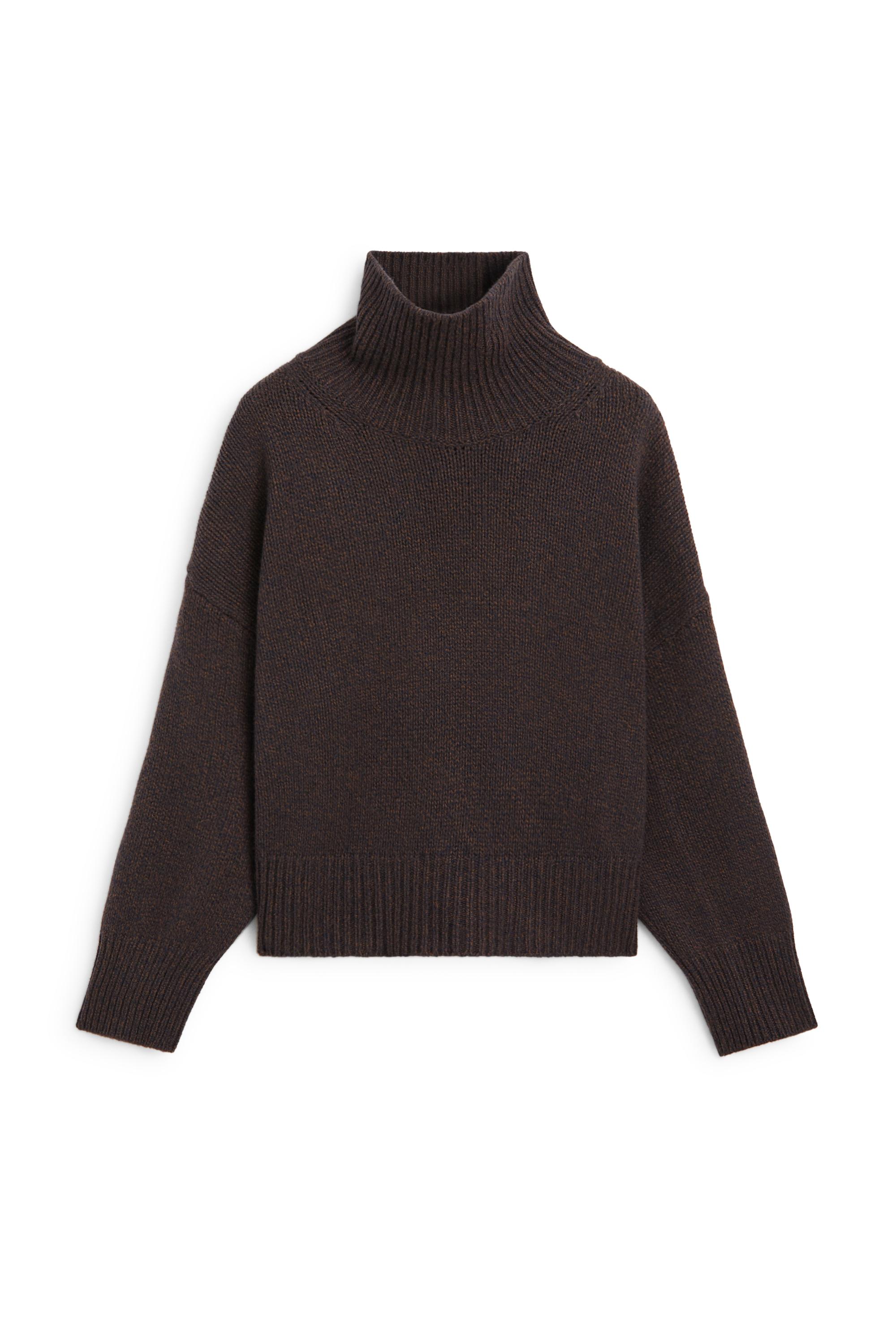 100% wool oversize knit sweater - BROWN