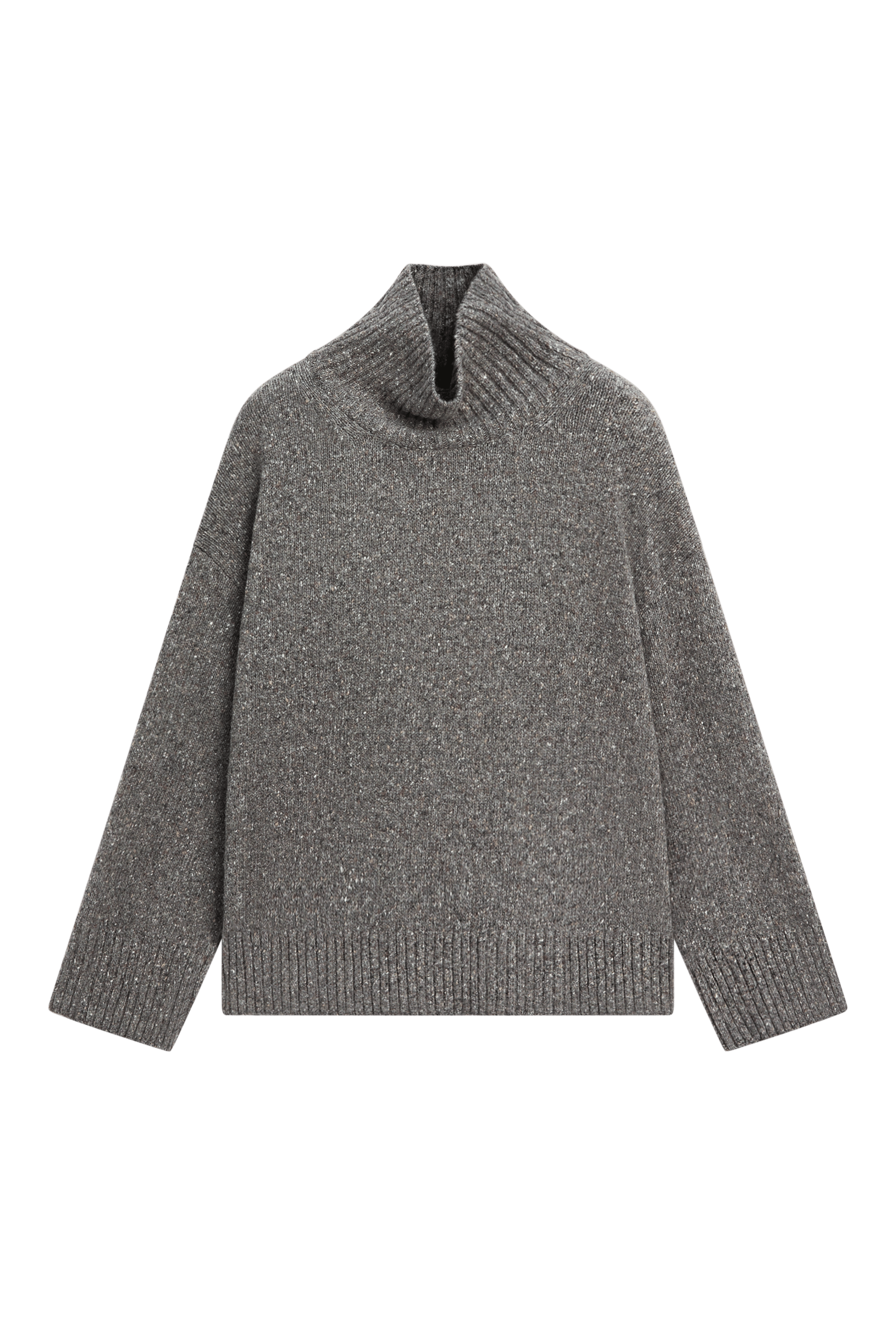 Wool blend turtleneck knit sweater - GREY