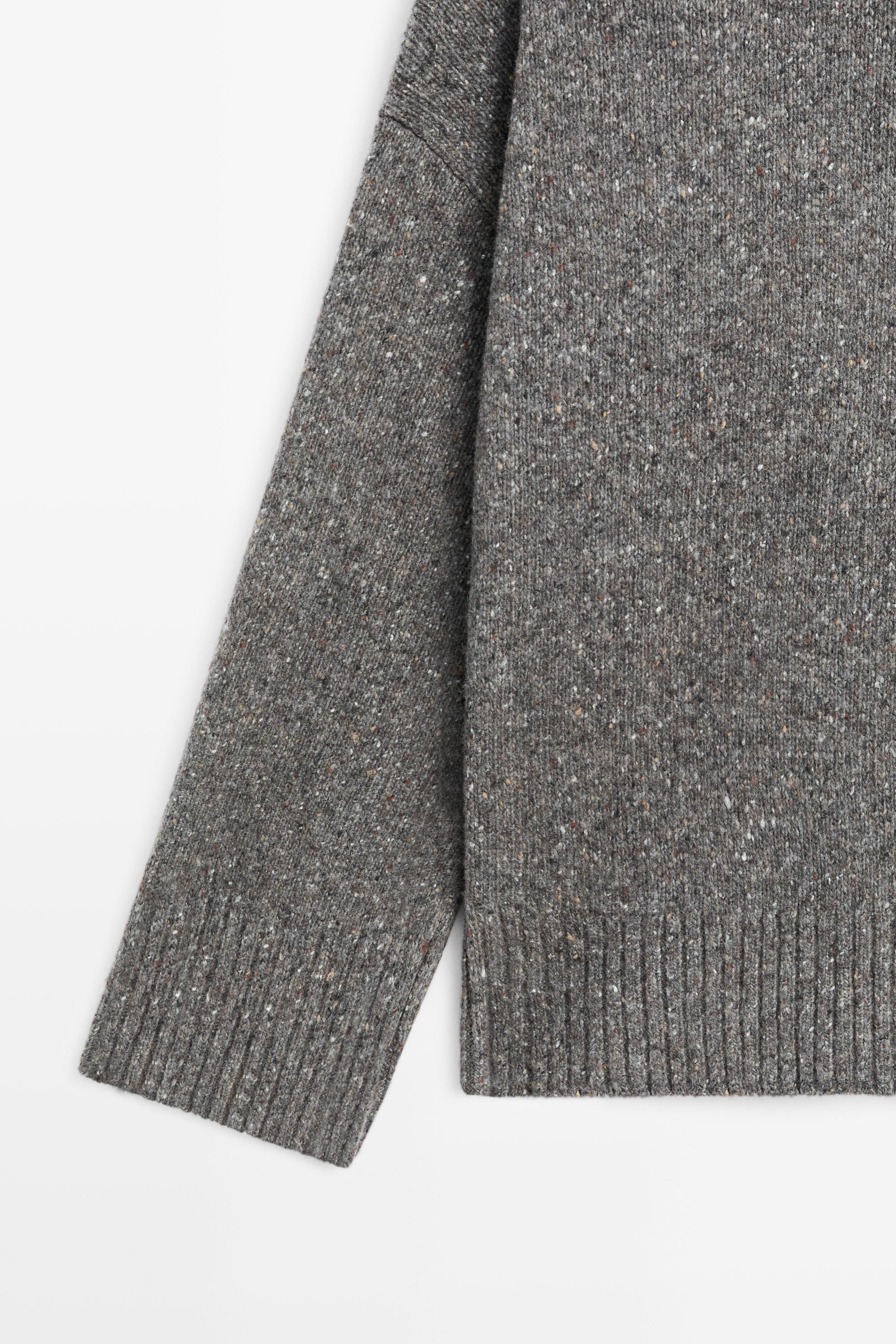 Wool blend turtleneck knit sweater - GREY