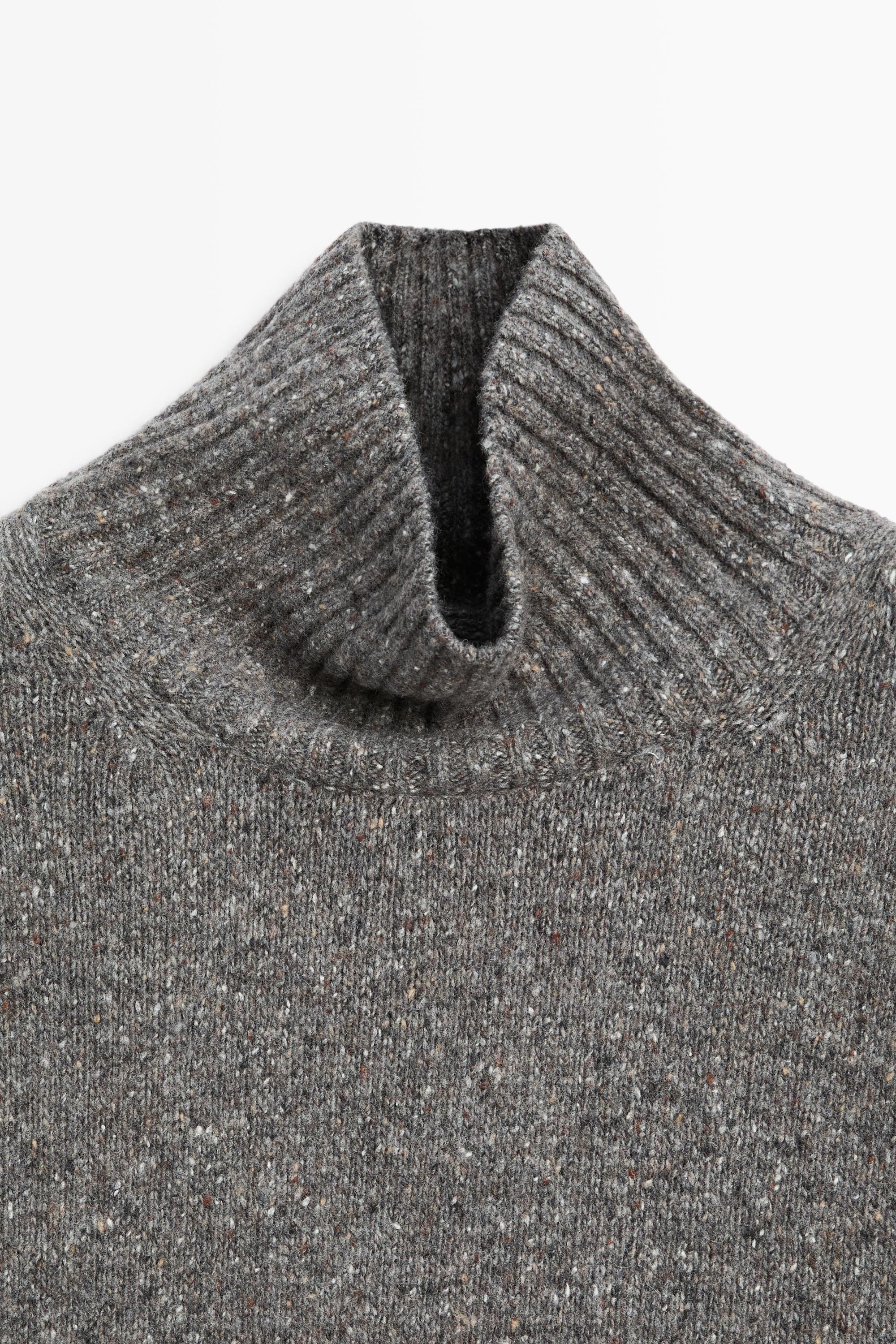 Wool blend turtleneck knit sweater - GREY