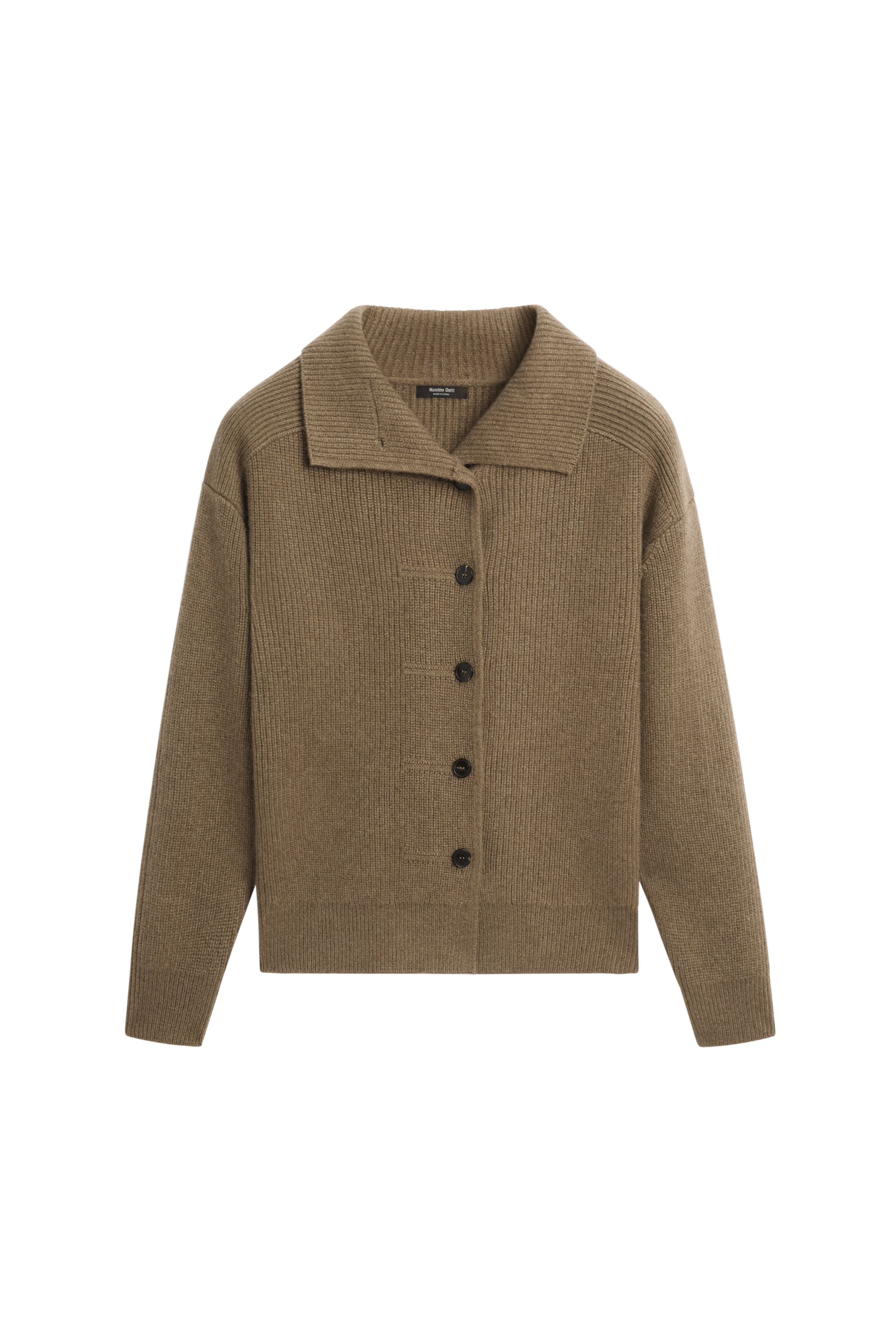 100% cashmere cross-over knit cardigan - KHAKI