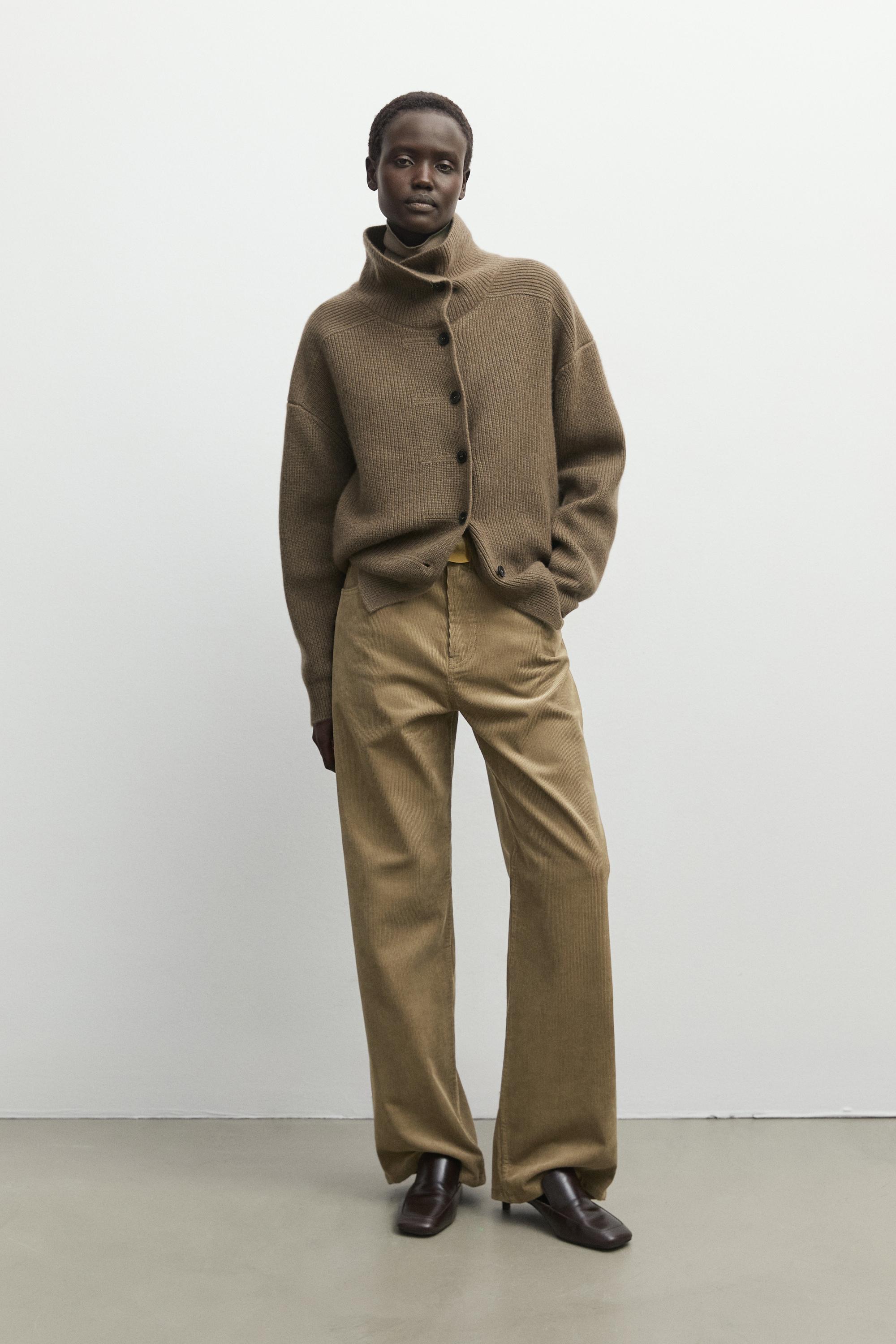 100% cashmere cross-over knit cardigan - KHAKI