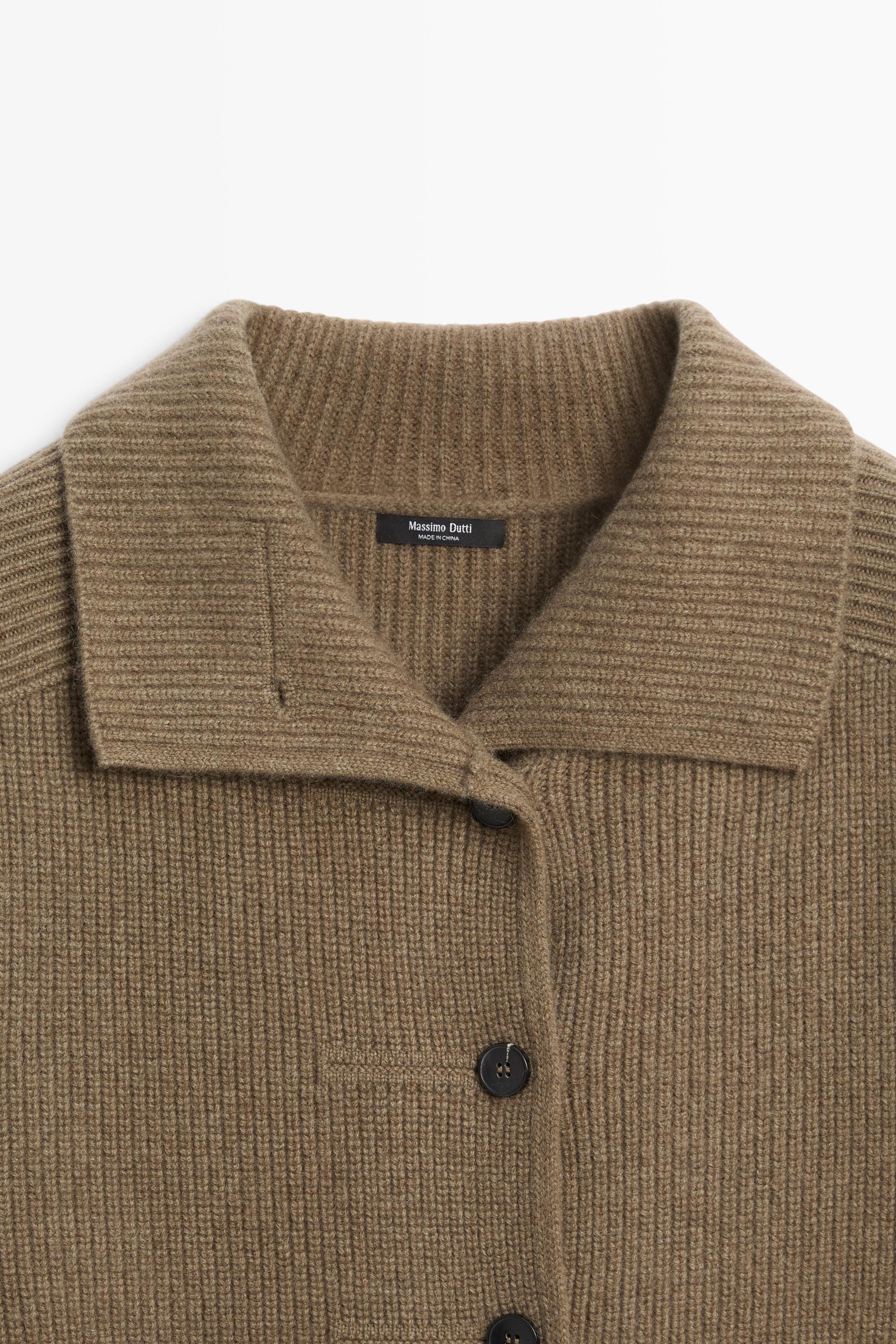 100% cashmere cross-over knit cardigan - KHAKI