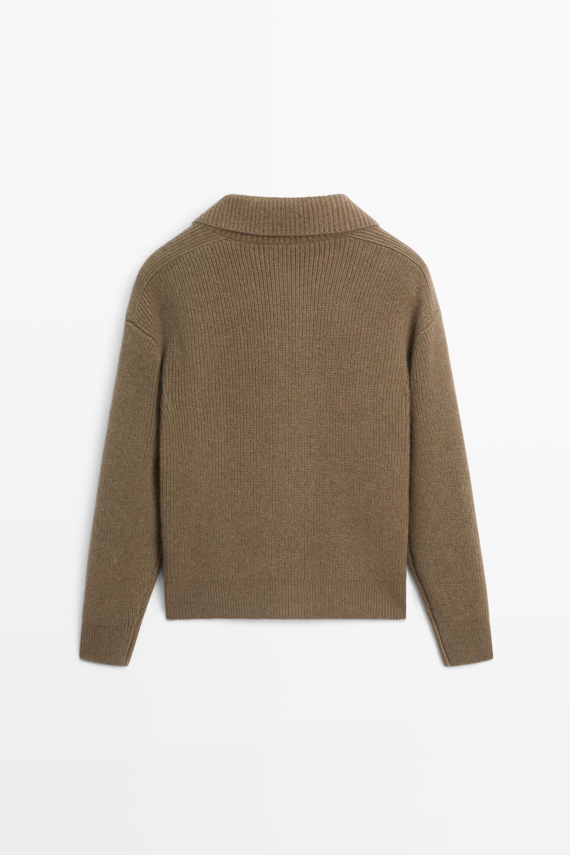 100% cashmere cross-over knit cardigan - KHAKI