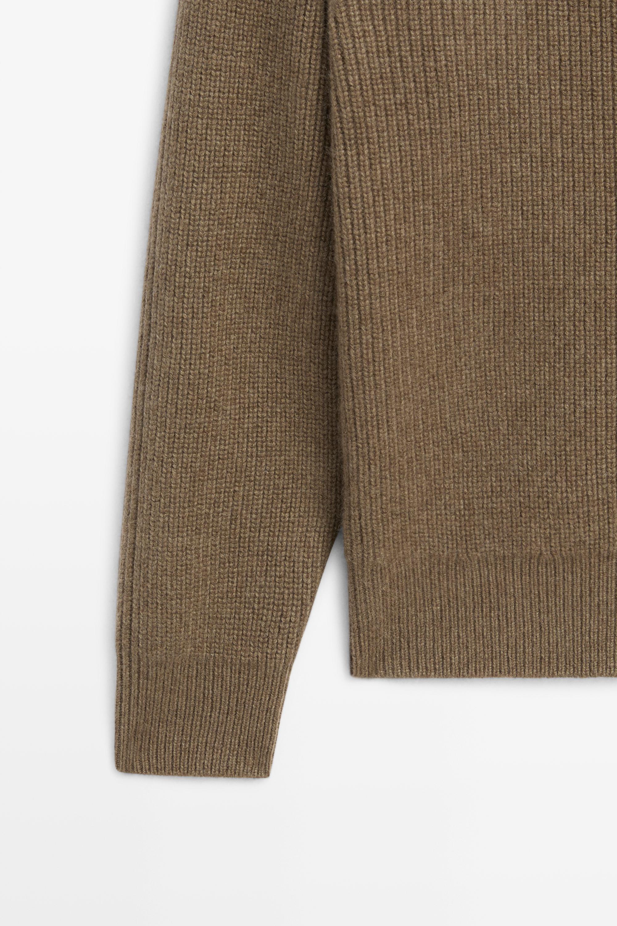 100% cashmere cross-over knit cardigan - KHAKI