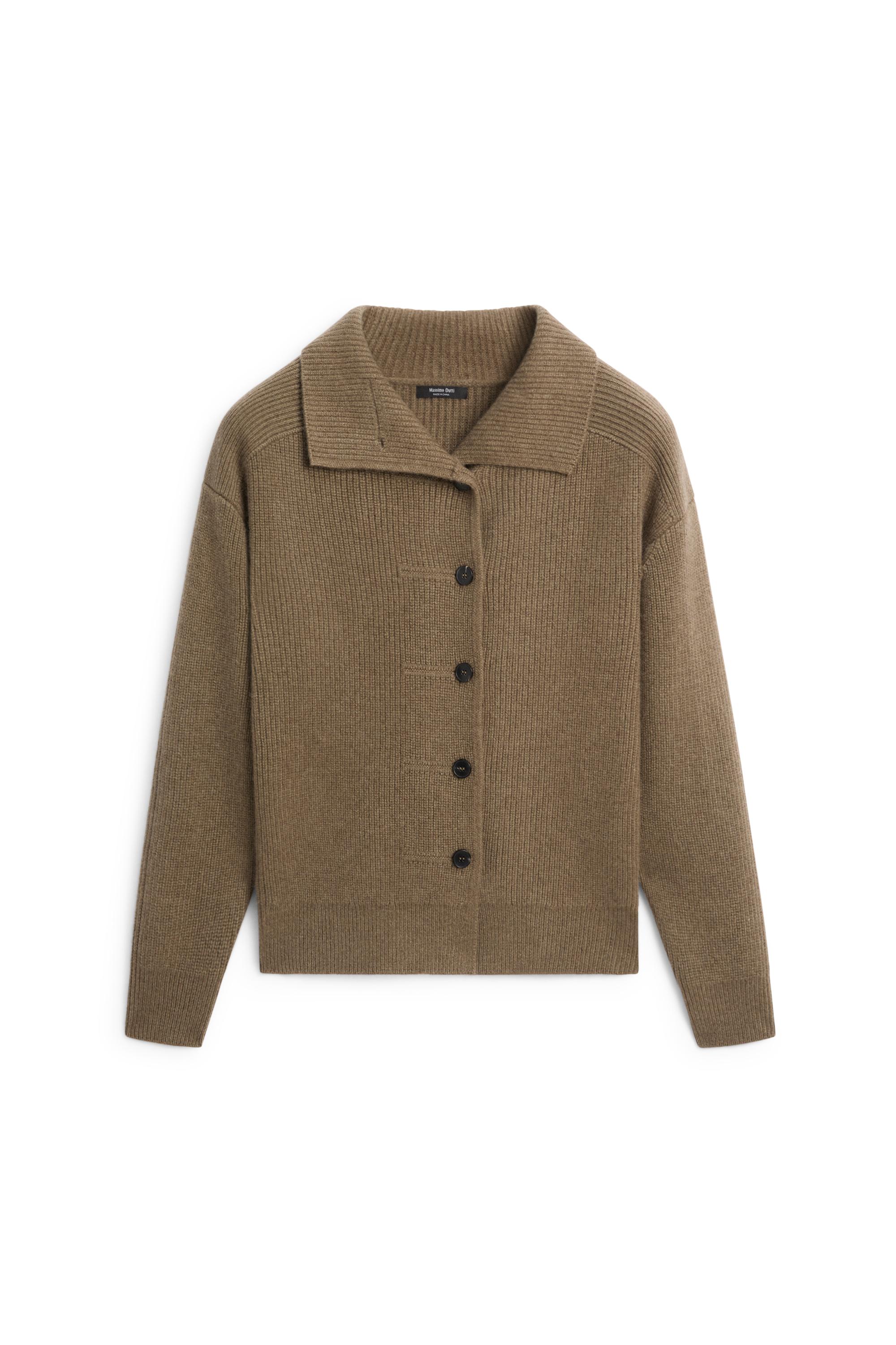 100% cashmere cross-over knit cardigan - KHAKI