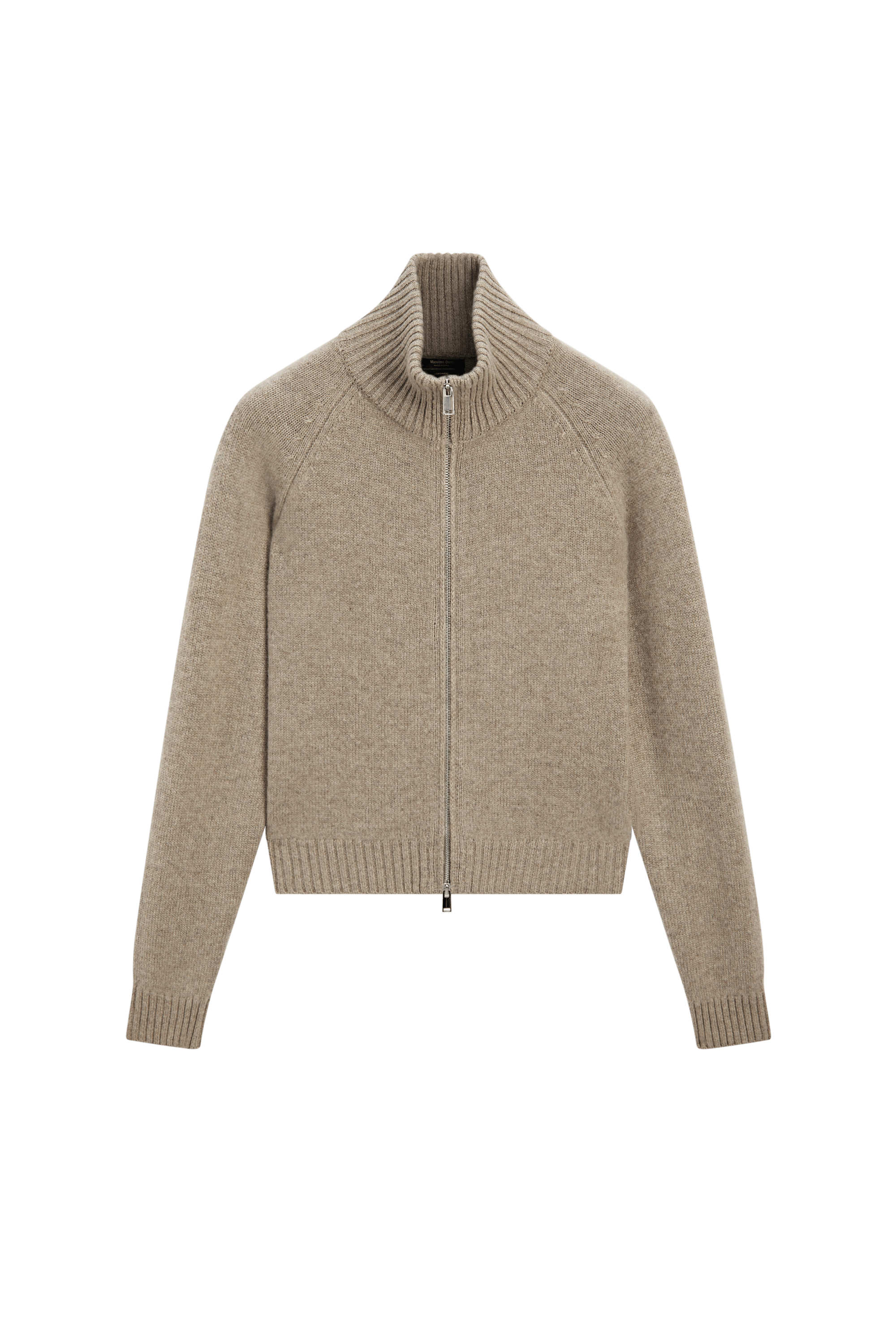 100% cashmere zip knit cardigan - TAUPE GREY